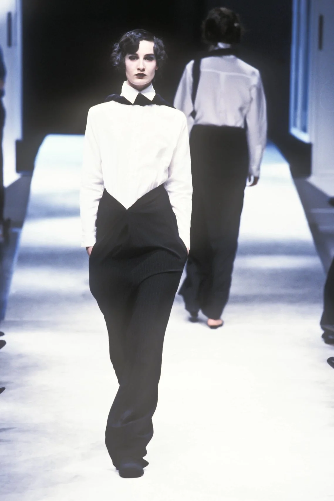 Yohji Yamamoto S/S 1998 Twist Trousers – runway and archive image – Spring/Summer 1998 (SS98) runway – vintage Yohji Yamamoto, Yohji Yamamoto archive
