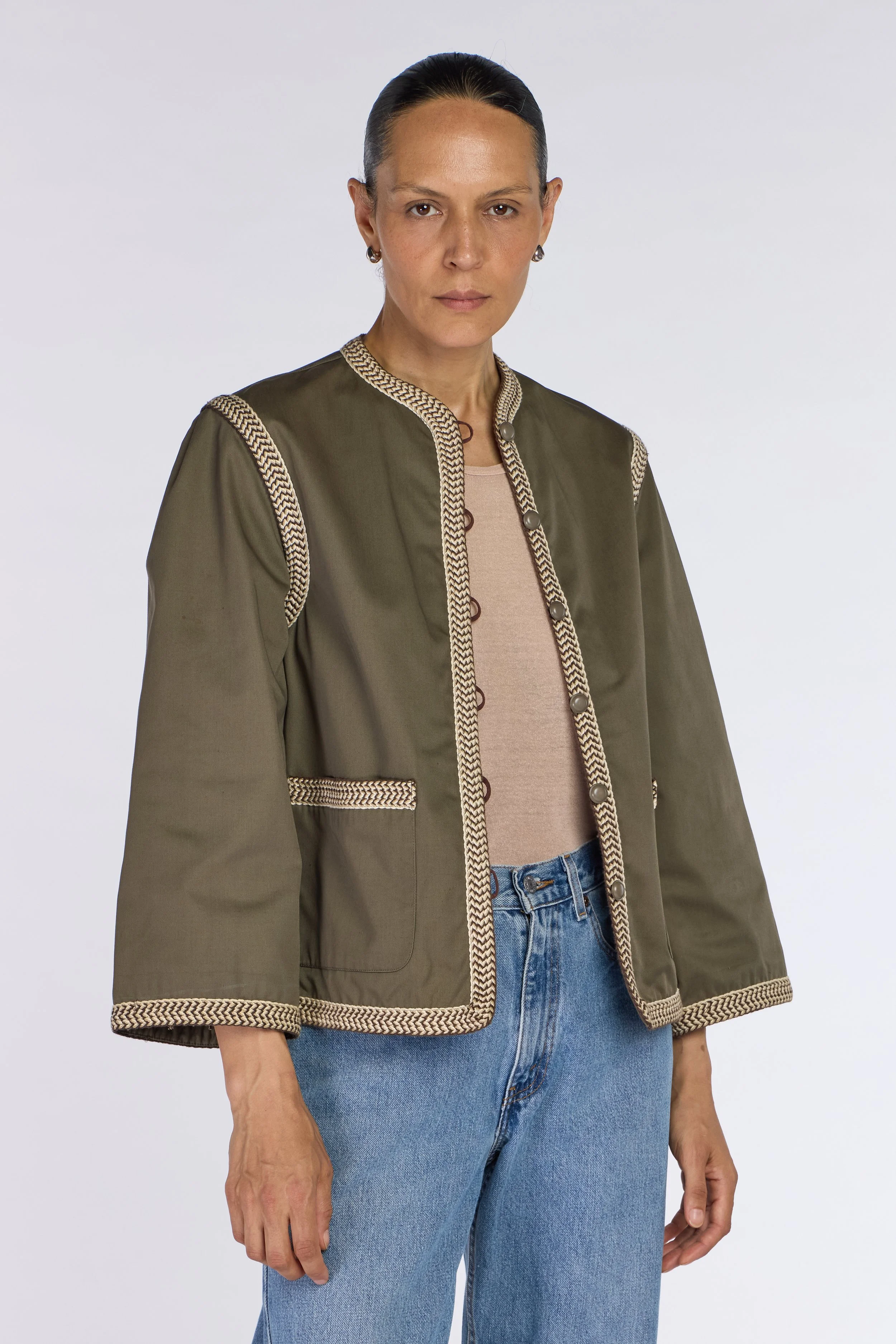 Saint Laurent Rive Gauche S/S 1977 Olive Braided Trim Jacket – view 7