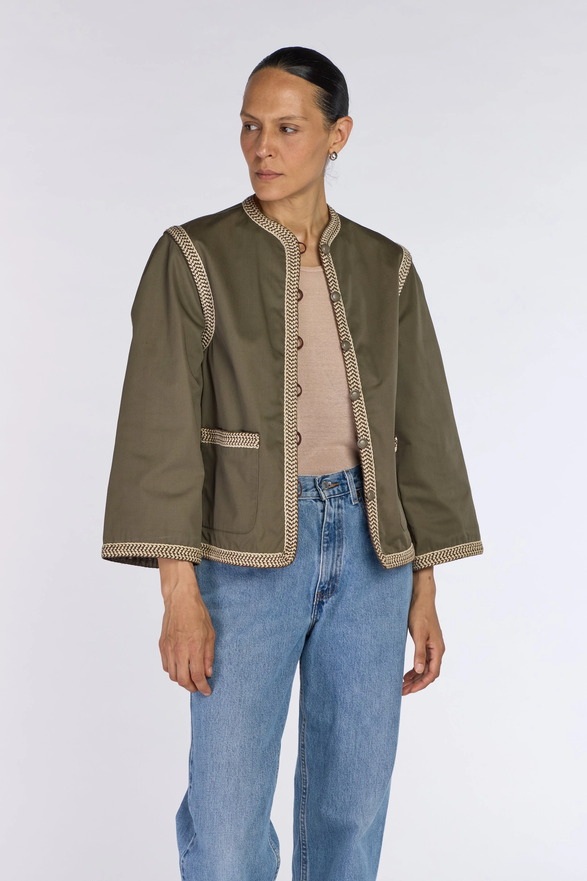 Saint Laurent Rive Gauche S/S 1977 Olive Braided Trim Jacket – view 2