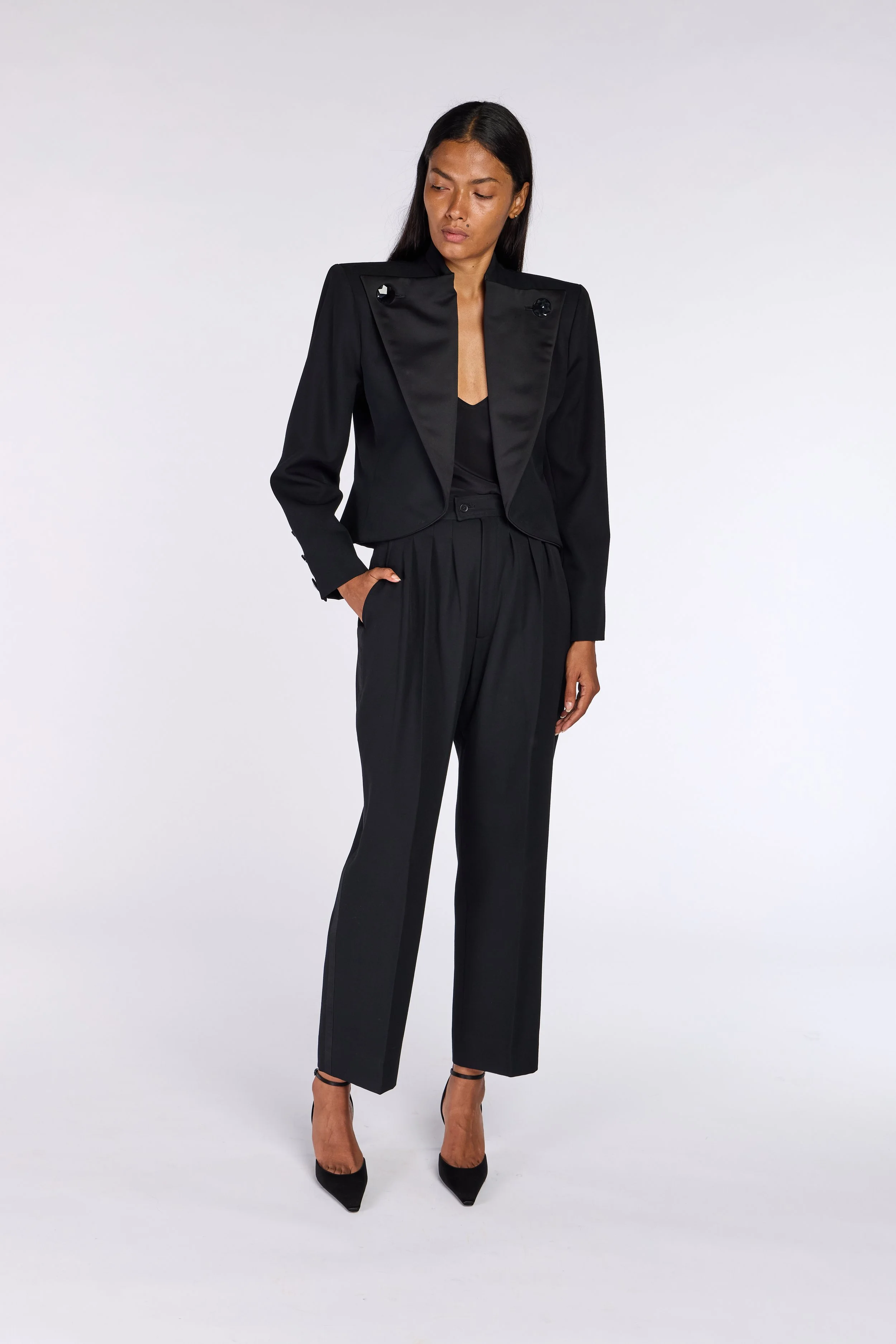 Saint Laurent Rive Gauche S/S 1988 Triangle Lapel Le Smoking Suit