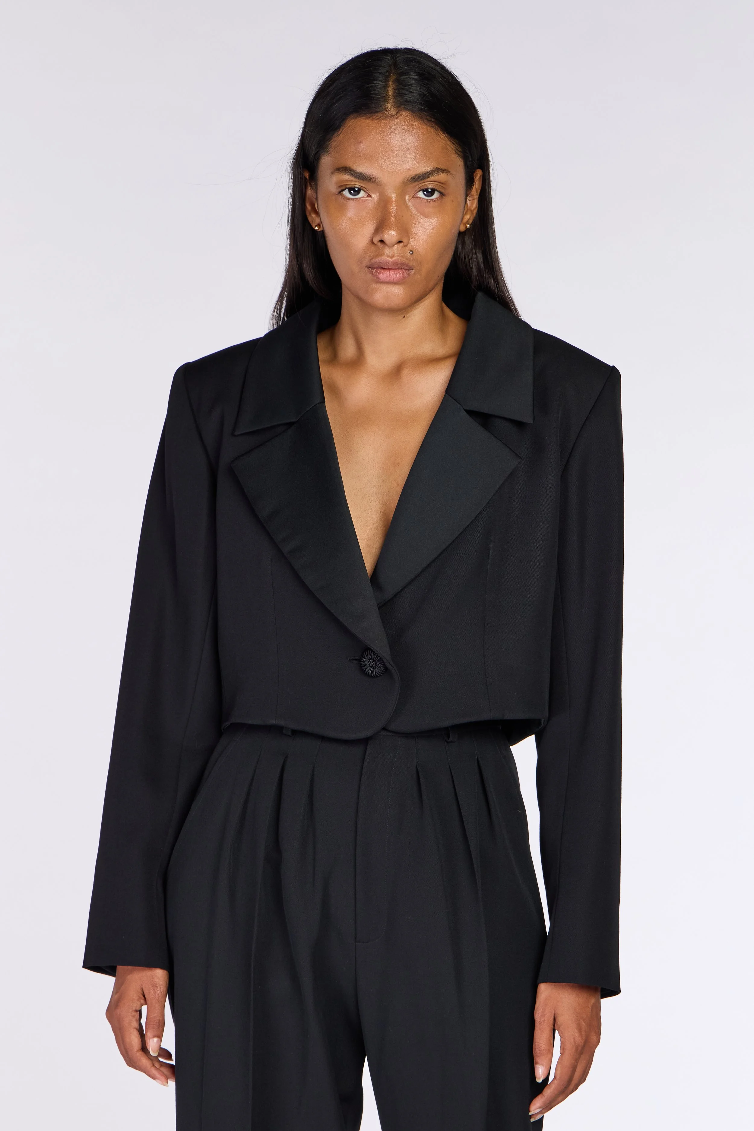 Yves Saint Laurent Rive Gauche Cropped Le Smoking Jacket – view 3