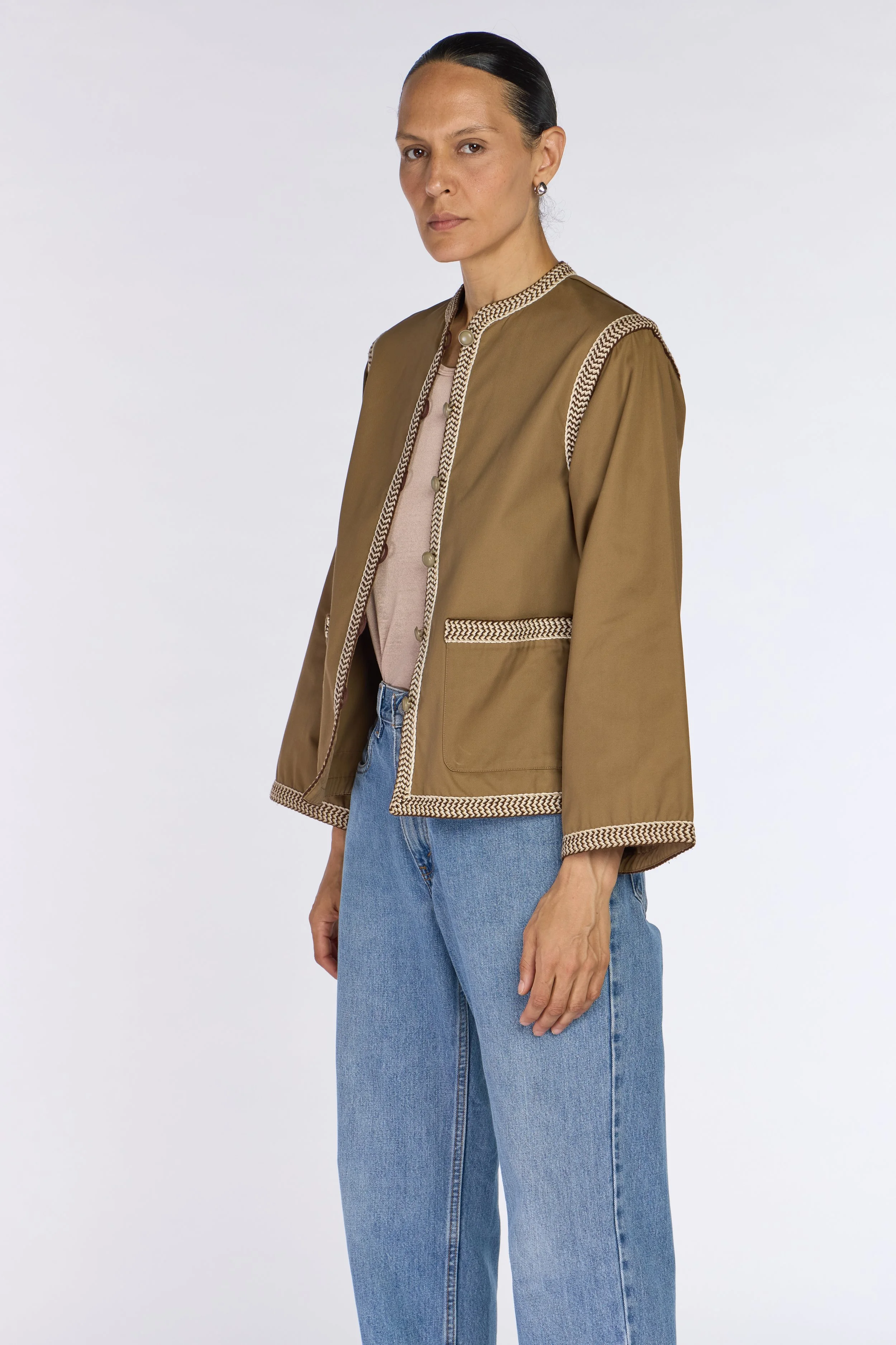Saint Laurent Rive Gauche S/S 1977 Khaki Braided Trim Jacket – view 5