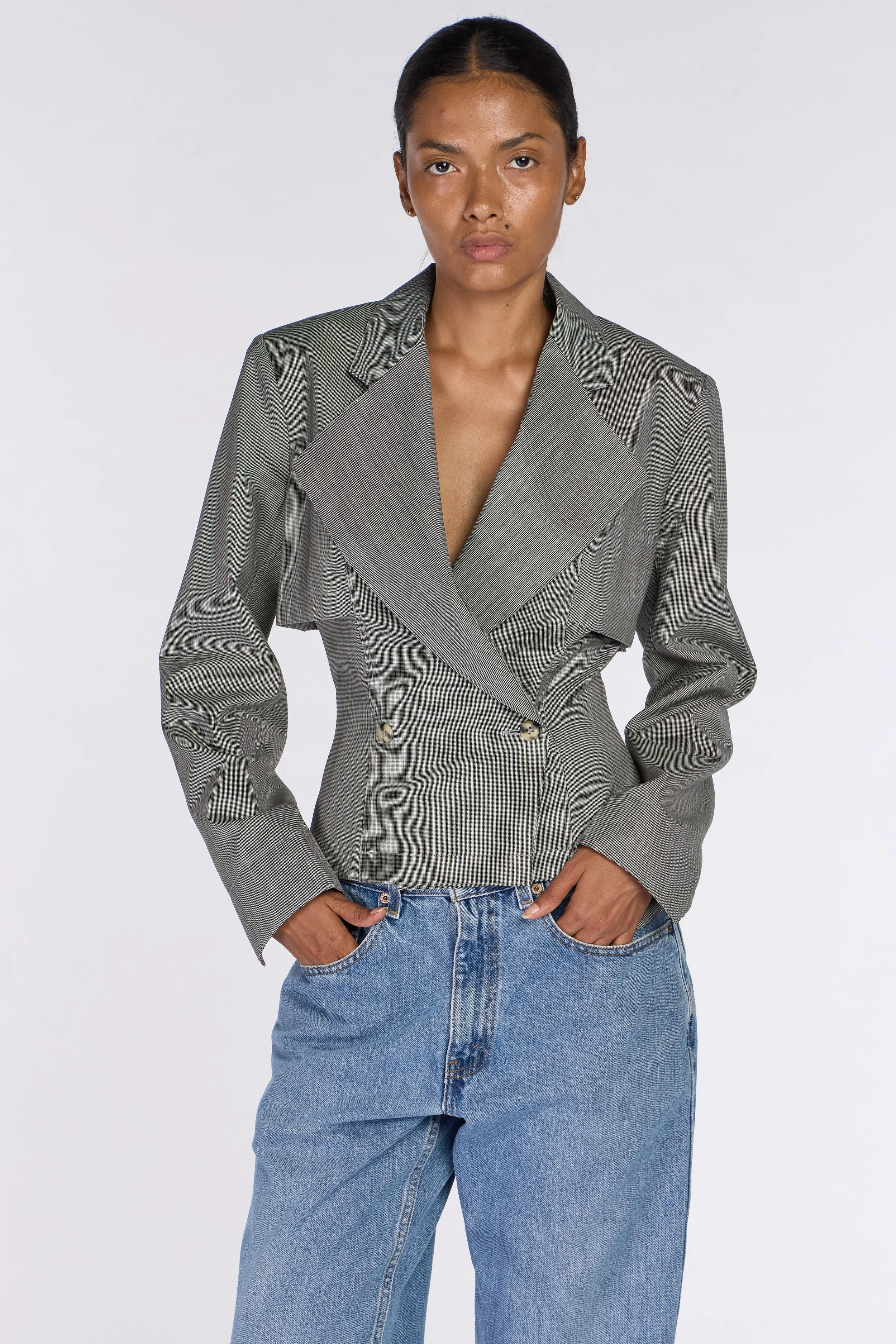Alaïa A/W 1988 Jacket with a Cinched Waist – vintage Alaïa, vintage Azzedine Alaia, Alaïa archive – Autumn/Winter 1988 (AW88), Fall/Winter 1988 (FW88) – Mae Vintage London