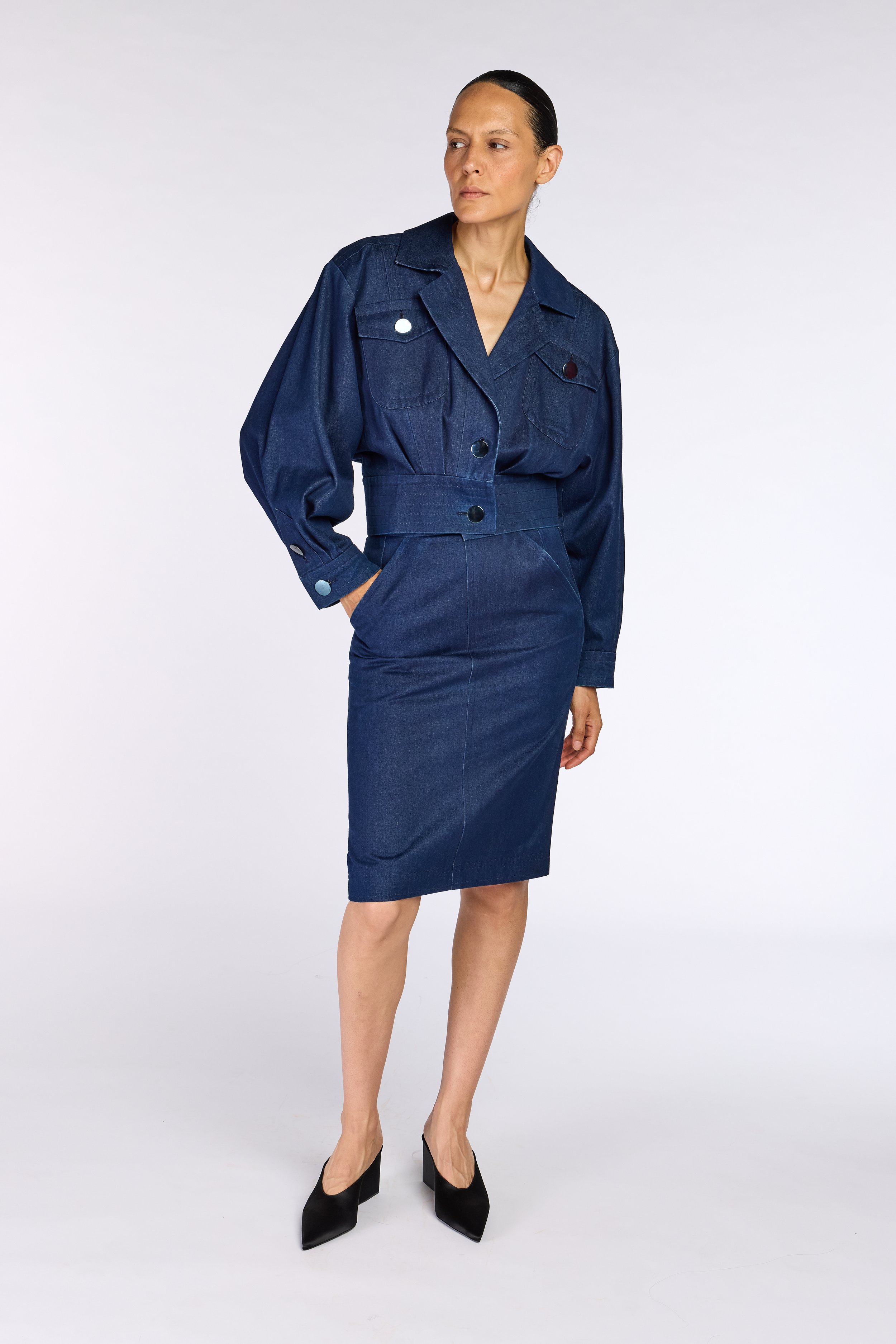 Saint Laurent Rive Gauche 1980s Denim Skirt Suit – view 3