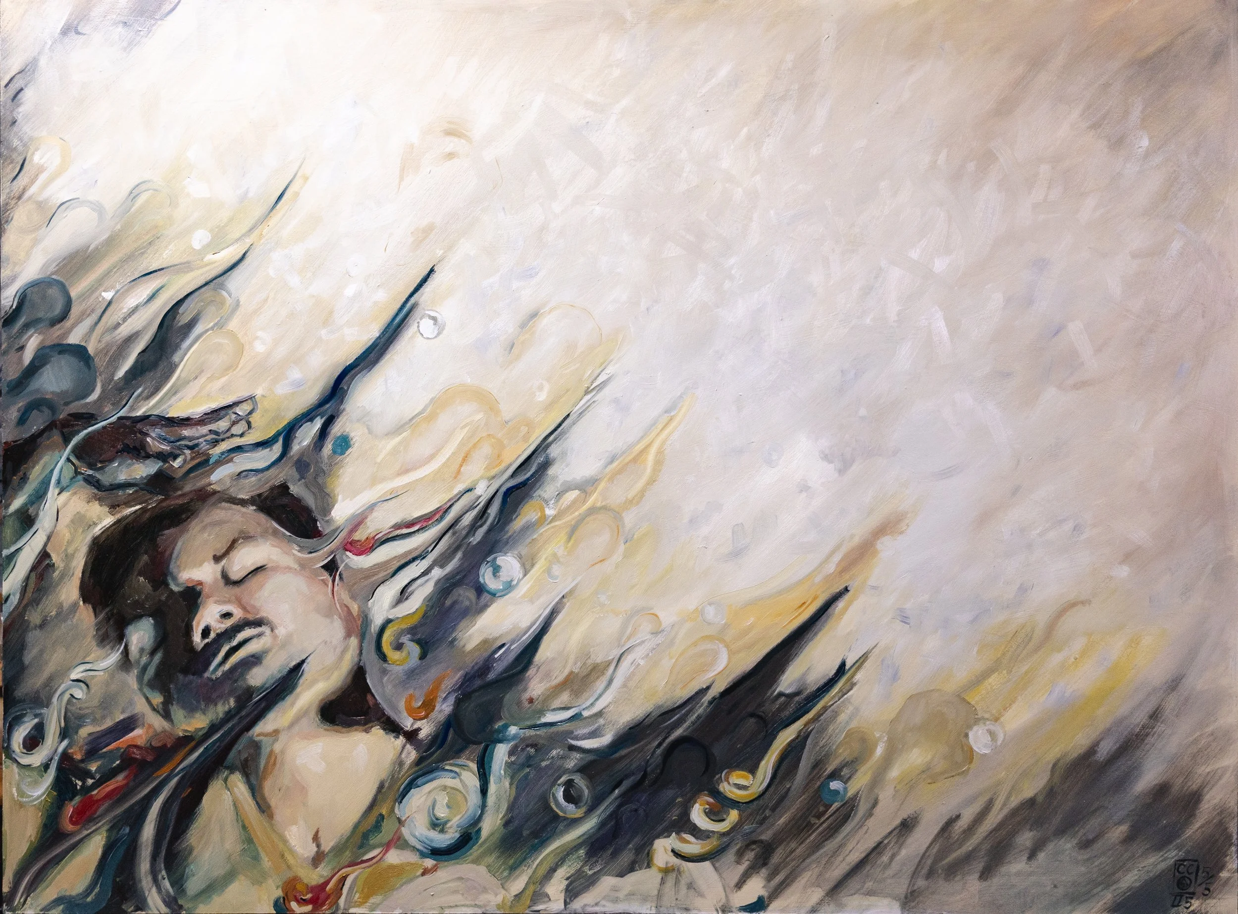 "Sheild me from my Right Side Mind" oil on board