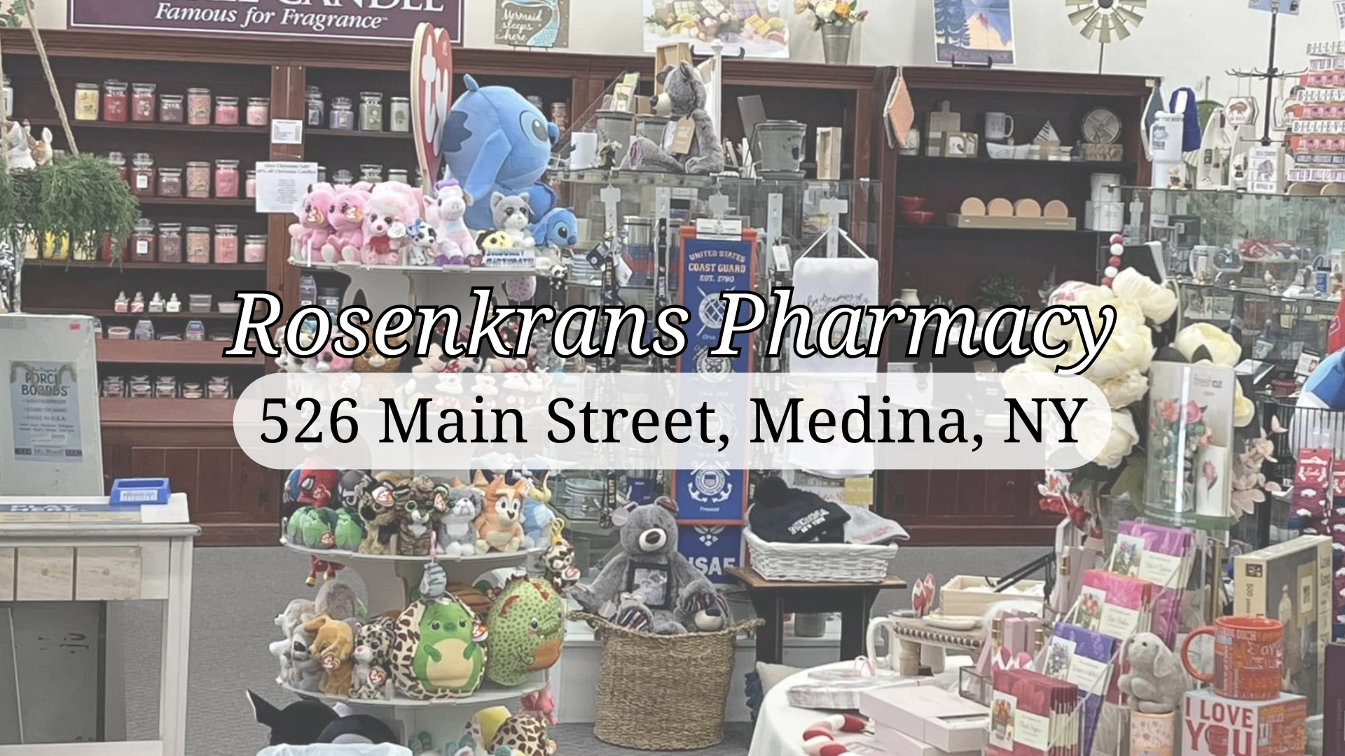 Opened in 1937 Rosenkrans Pharmacy has expanded through the years to include the gift shop as we know it. Still locally owned, still staffed with locals and still providing many of your gift and home decor needs. medina, ny 
