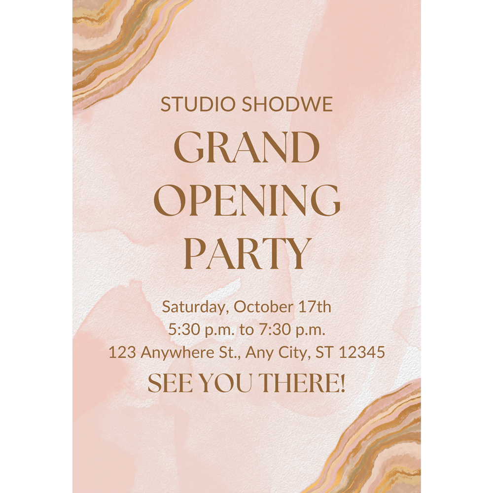  Pink Gold Brown Simple Pastel Beautiful Grand Opening Flyer 