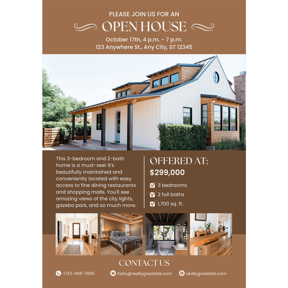 03 Brown Minimalist Simple Professional Open House Real Estate Flyer.png