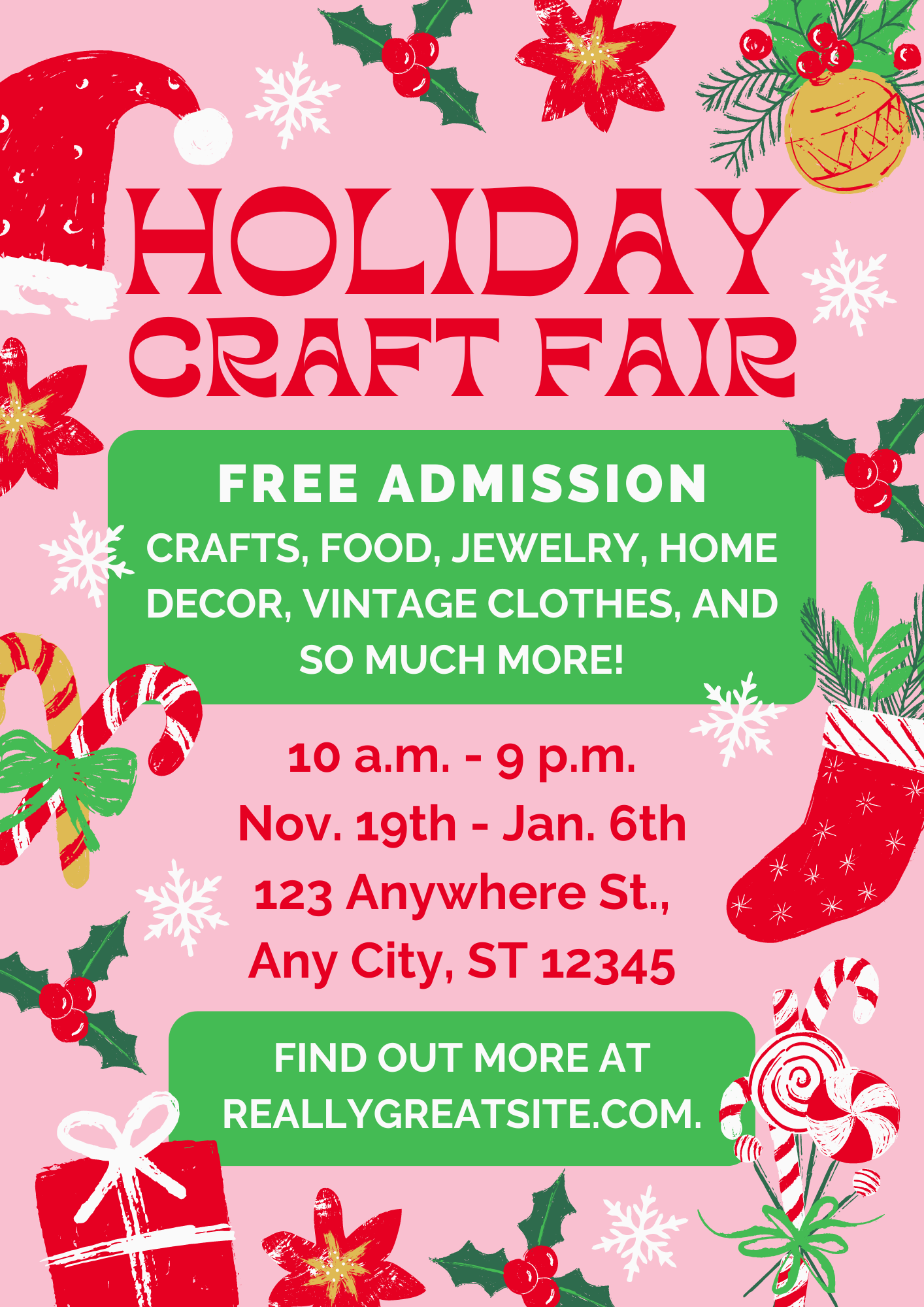 Flyer 6 - Red Pink Green Colorful Vibrant Holiday Craft Fair Flyer.png