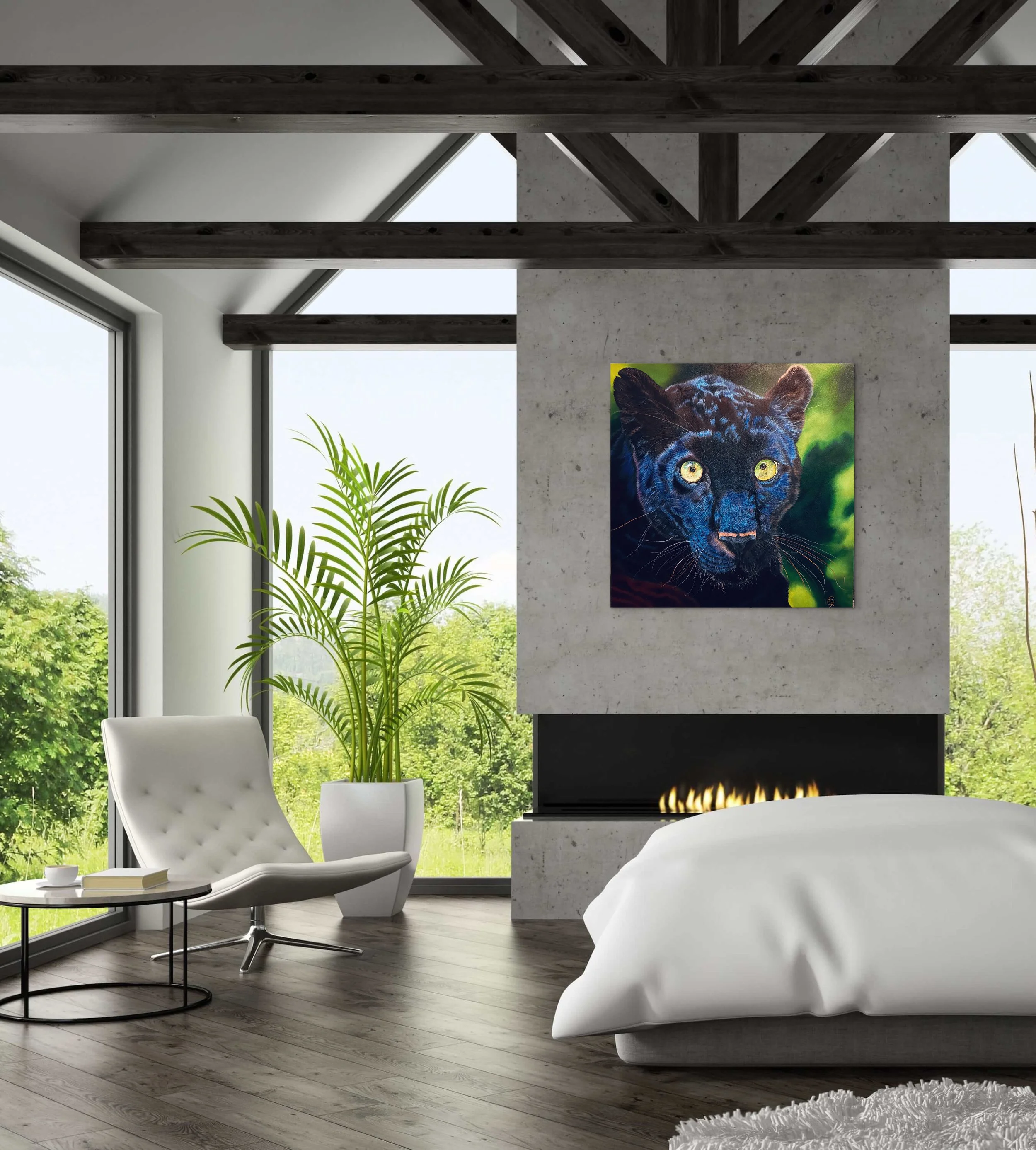 Augen der Nacht - Ein Panther im Mondschein
80 x 80 cm in Öl gemalt auf Leinwand