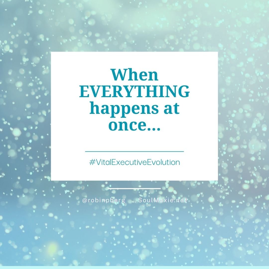 Ever have a time in your life when everything seemed to hover in stasis for seemingly months on end and then suddenly BAM it all shifts into motion? 
At. The. Same. Time?

Oy! Up until recently I&rsquo;d been: 
&radic; pursuing an intensive Executive