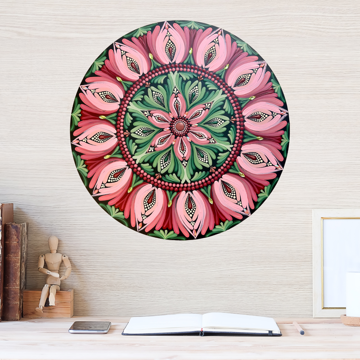 Where flowers rise– 18” Calming Mandala Wall Art