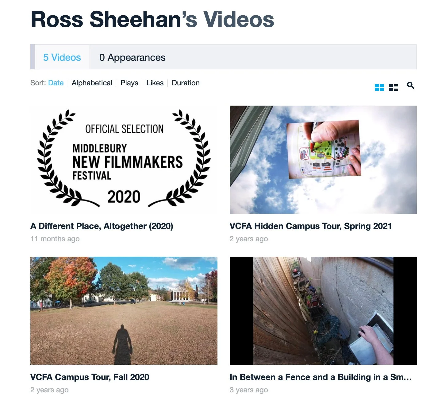Middlebury New Filmmakers Festival 6 (Virtual Screenings), Middlebury, VT, 2020