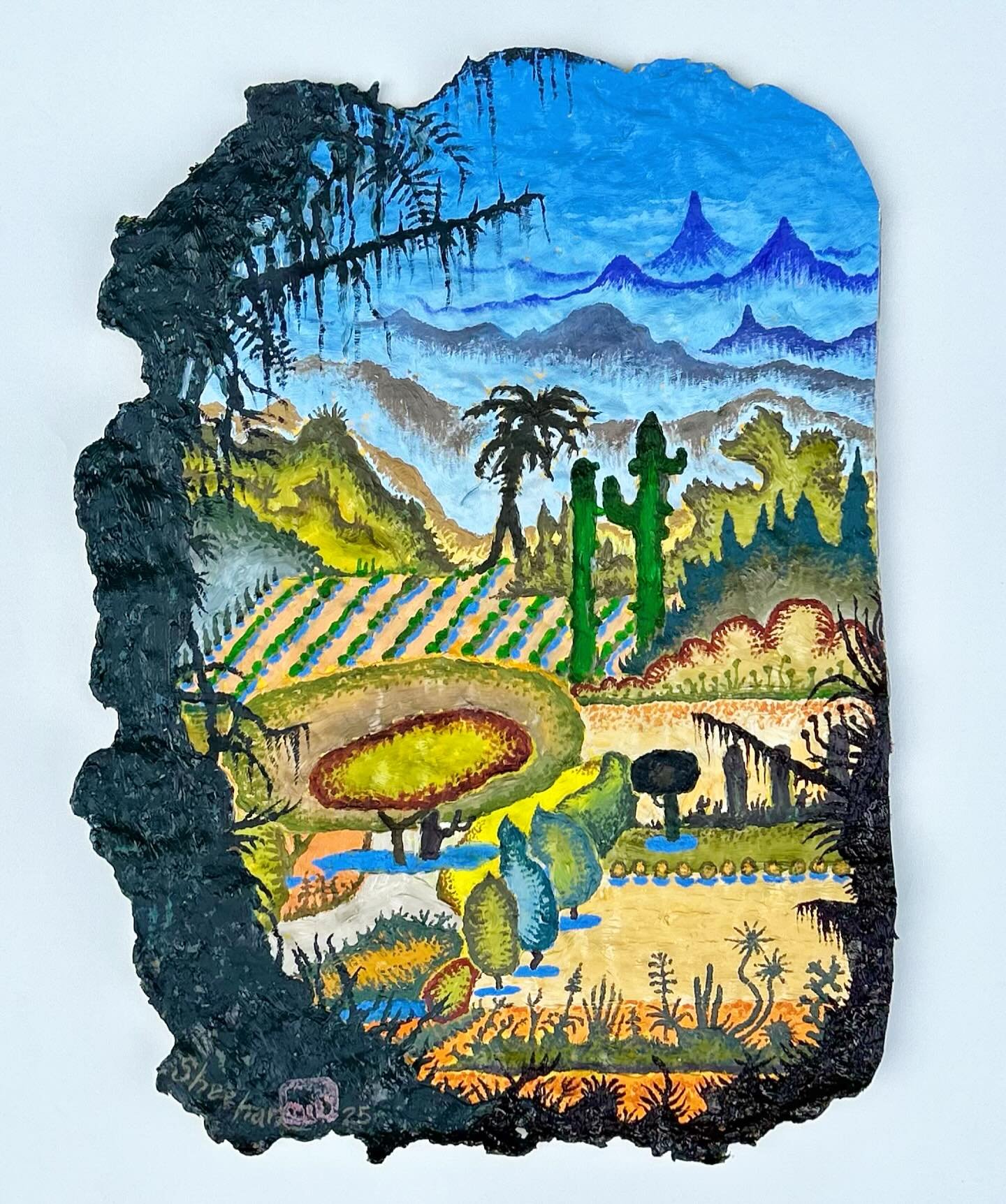 Sierra Azul 1. 2025, Oil, acrylic, ink, gesso, and oil colored pencils on artist-made paper panel. (11.5 x 8 in.) &copy;️RIS

-
-
-
-
-
#newpainting #paperpulp #contemporarypainting #contemporarydrawing #painting #oilpainting #paintingonpaper #workso