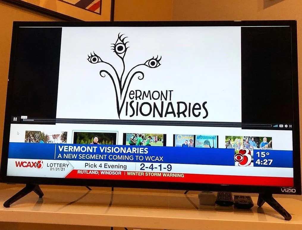 Logo Illustration for the 'Vermont Visionaries' series that airs on WCAX-TV and publishes in Seven Days/KidsVT, 2020