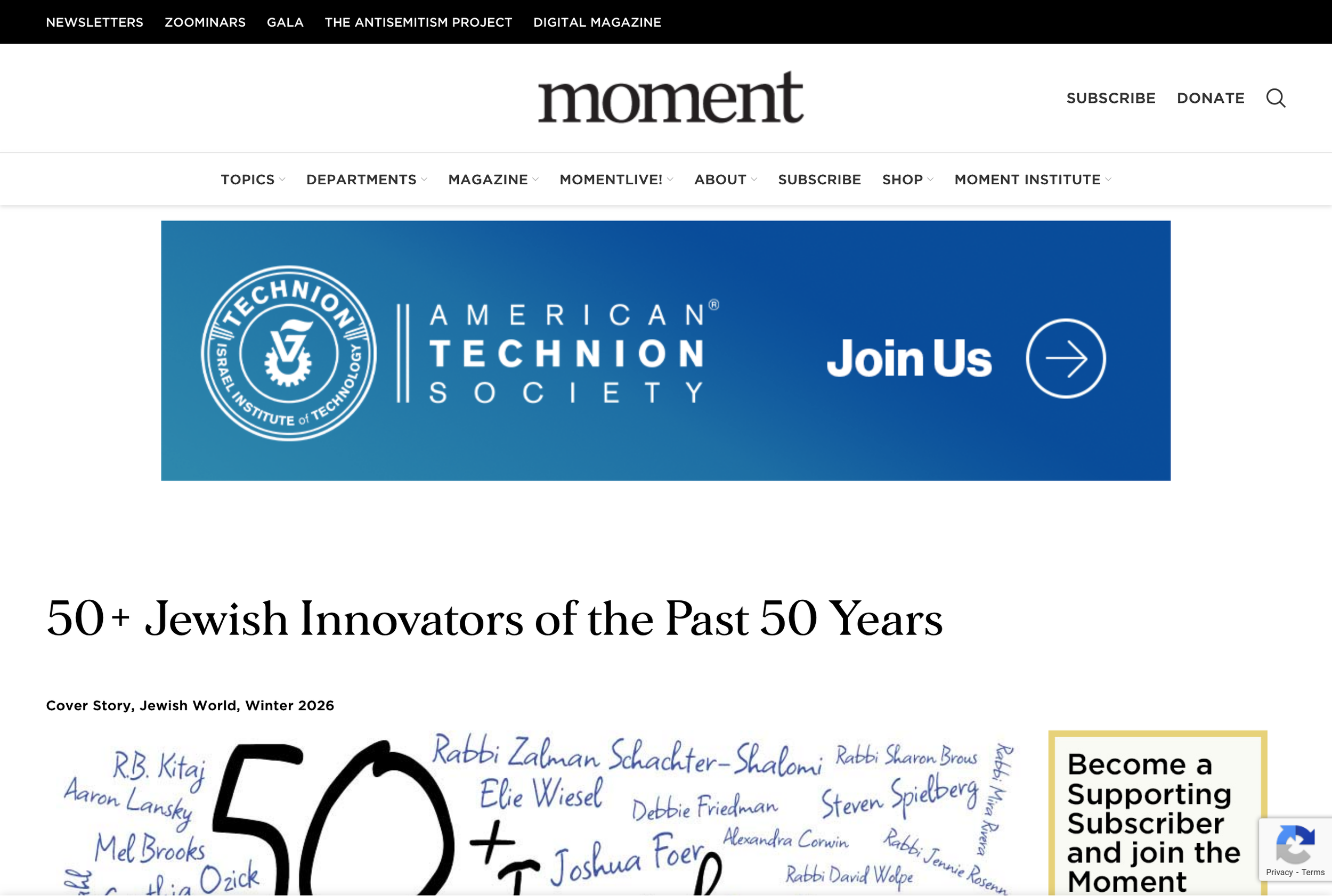 Moment Magazine: 50+ Jewish Innovators of the Past 50 Years