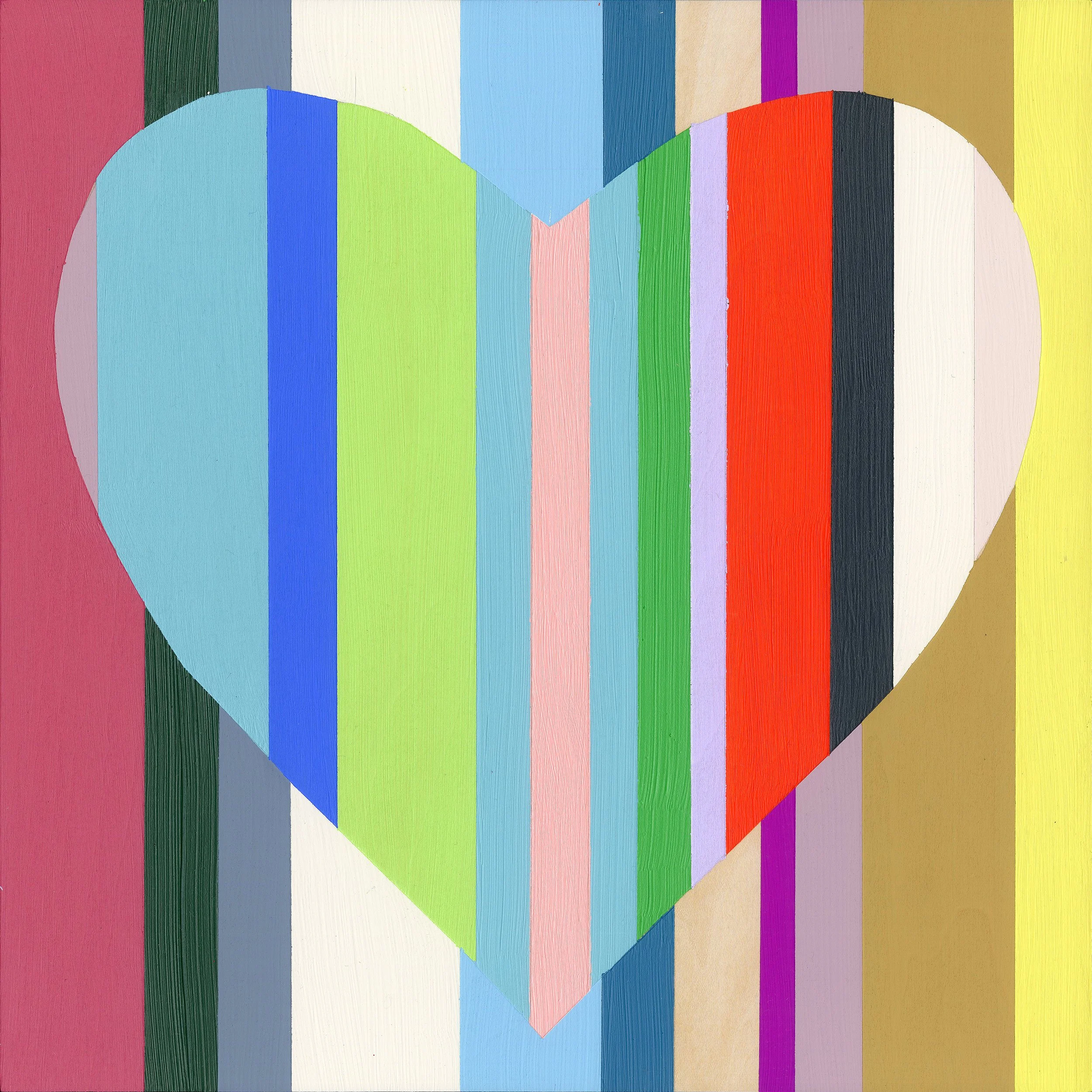 Heart 2025 II, Acrylic on Wood, Float Mounted in Bleach Maple Frame, Finished size 13" x 13" (SOLD)