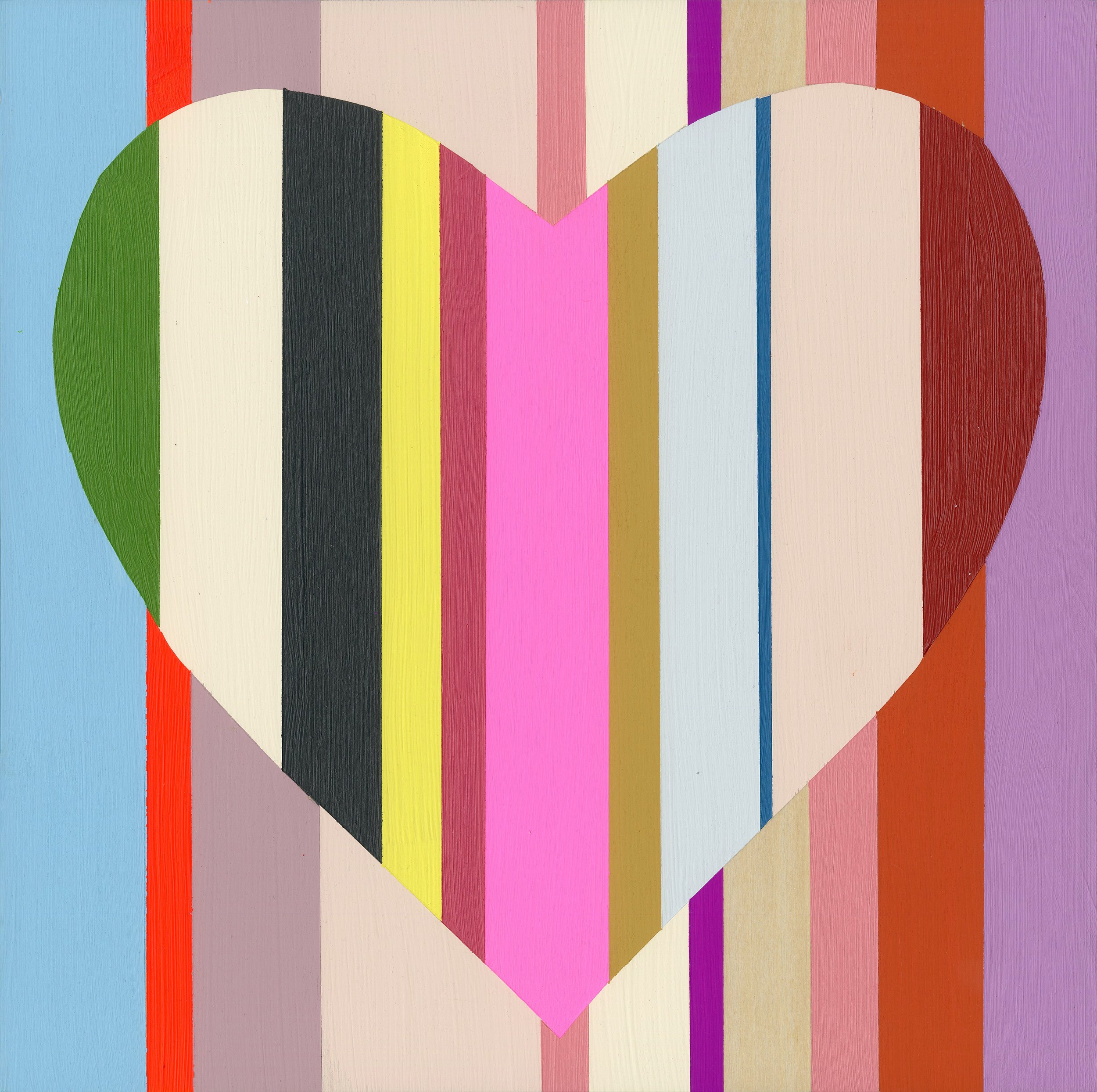 Heart 2025 IV, Acrylic on Wood, Float Mounted in Bleach Maple Frame, Finished size 13" x 13" (SOLD)