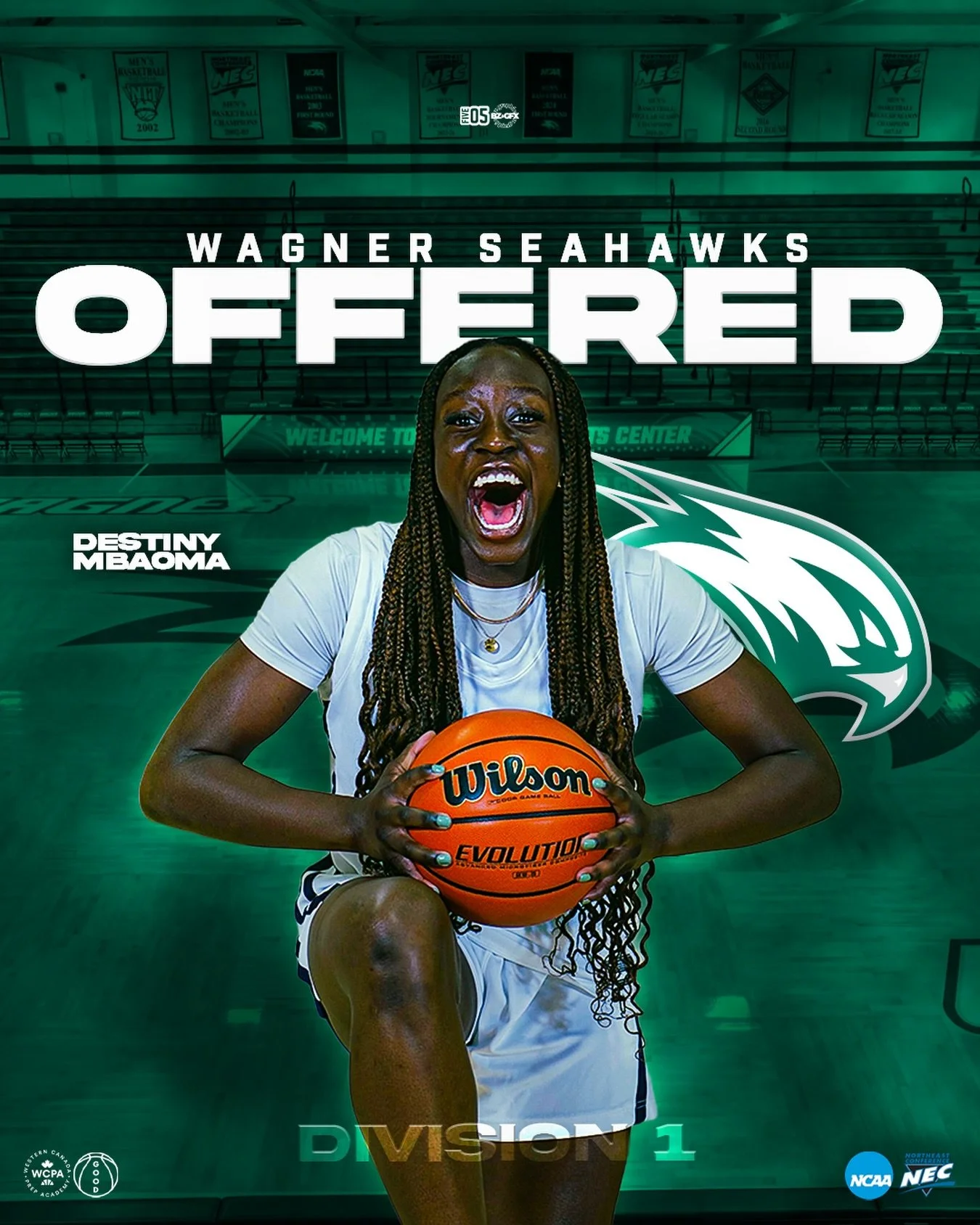 Thank you to Coach Coburn and the @wagner_wbb program for offering Destiny an amazing opportunity to play NCAA D1 basketball.