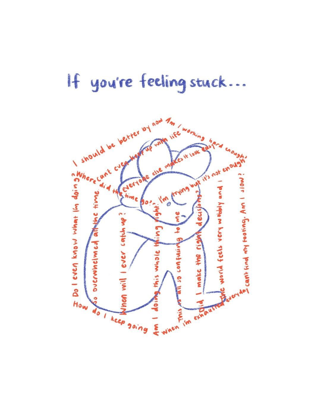 Save this for the days when things feel a bit too much 💙
Lately I&rsquo;ve been thinking about the feeling of being stuck. What if it&rsquo;s a sign that something is about to change, that you need to pause, or a little help, and a moment to breathe
