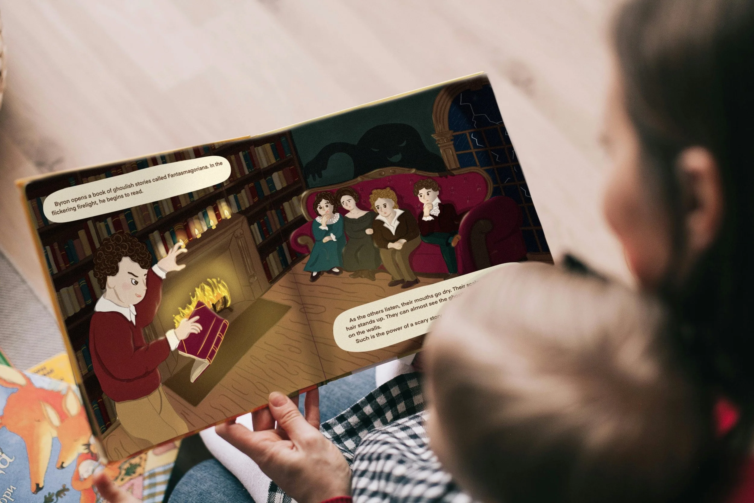 Mockup for Picture Book Spread about Mary Shelley