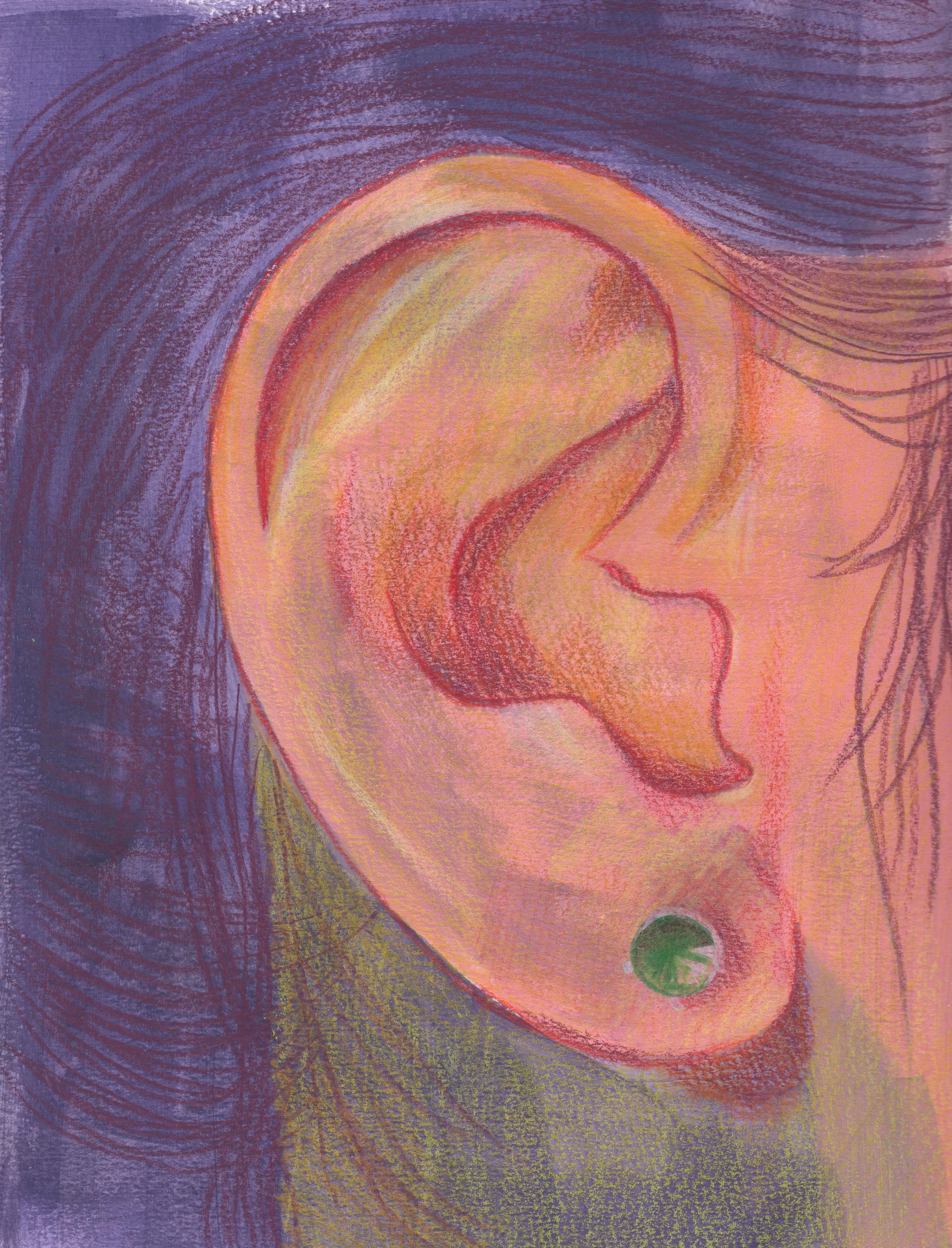 Personal Work: Ear | Color Pencil on Acrylic Matte Medium 