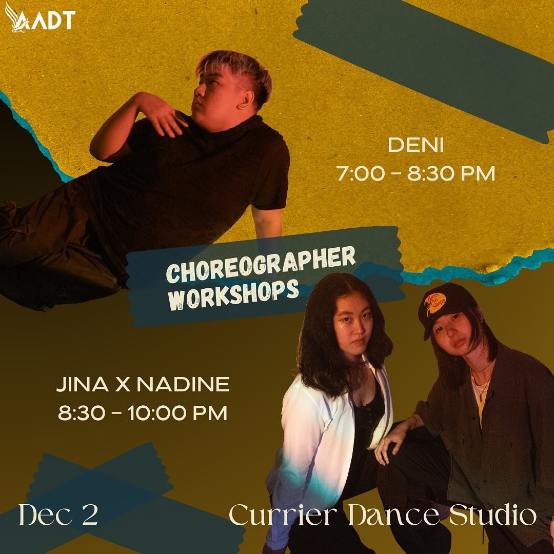 Finals are almost here but dancing isn&rsquo;t over just yet!! 😋

Join us in Currier Dance Studio (64 Linnaean St.) on MONDAY, Dec. 2 for two amazing choreographer workshops! Our first workshop will be led by Daniel (aka Deni) Pham &lsquo;26 from 7-