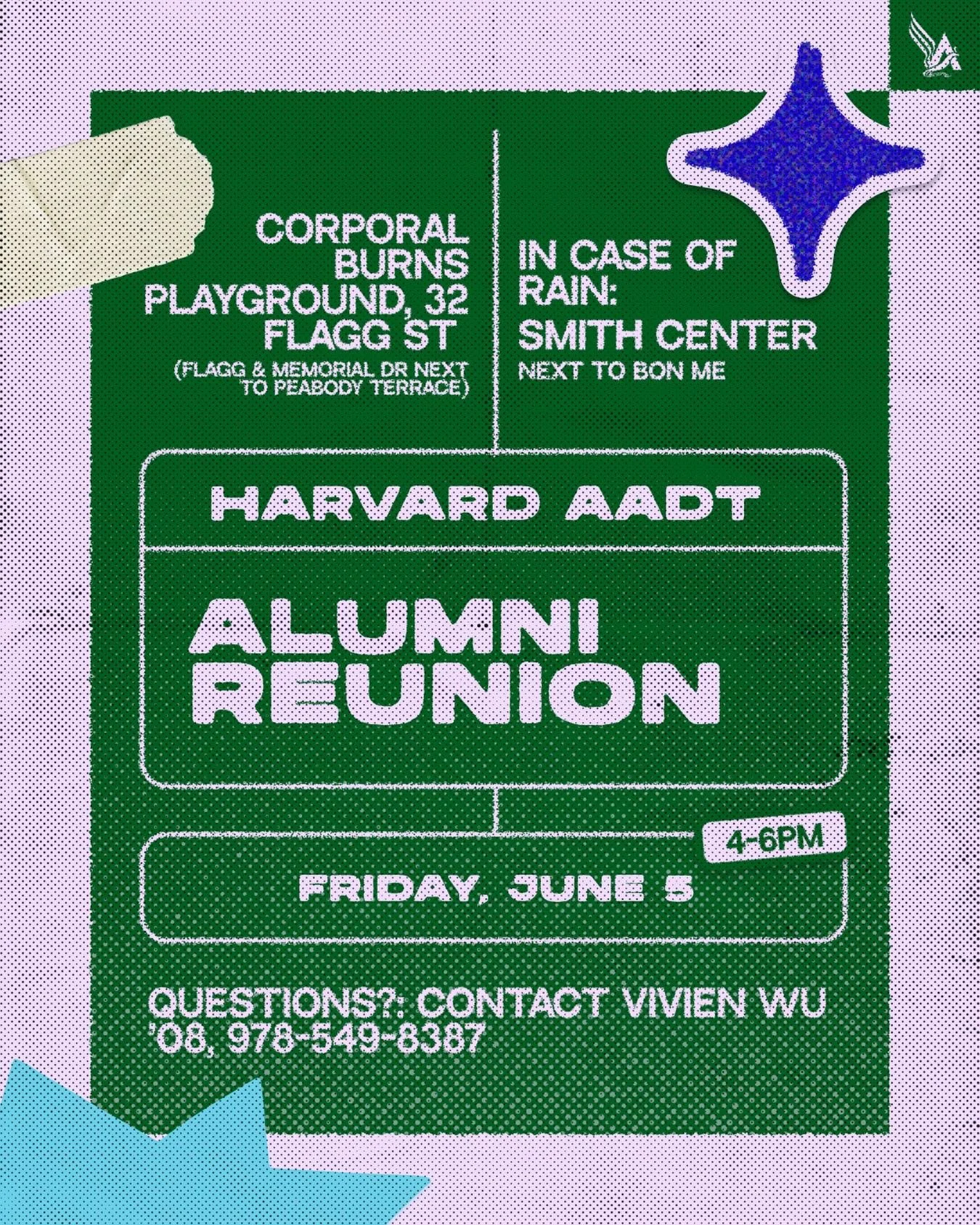 Calling ALL our AADT alumni coming into town for your reunion years, and local alumni/students, join us at our reunion weekend meetup this 𝐅𝐫𝐢𝐝𝐚𝐲 𝟒-𝟔𝐩𝐦 𝐚𝐭 𝐂𝐨𝐫𝐩𝐨𝐫𝐚𝐥 𝐁𝐮𝐫𝐧𝐬 𝐏𝐥𝐚𝐲𝐠𝐫𝐨𝐮𝐧𝐝 (𝟑𝟐 𝐅𝐥𝐚𝐠𝐠 𝐒𝐭 𝐛𝐲 𝐏𝐞𝐚?