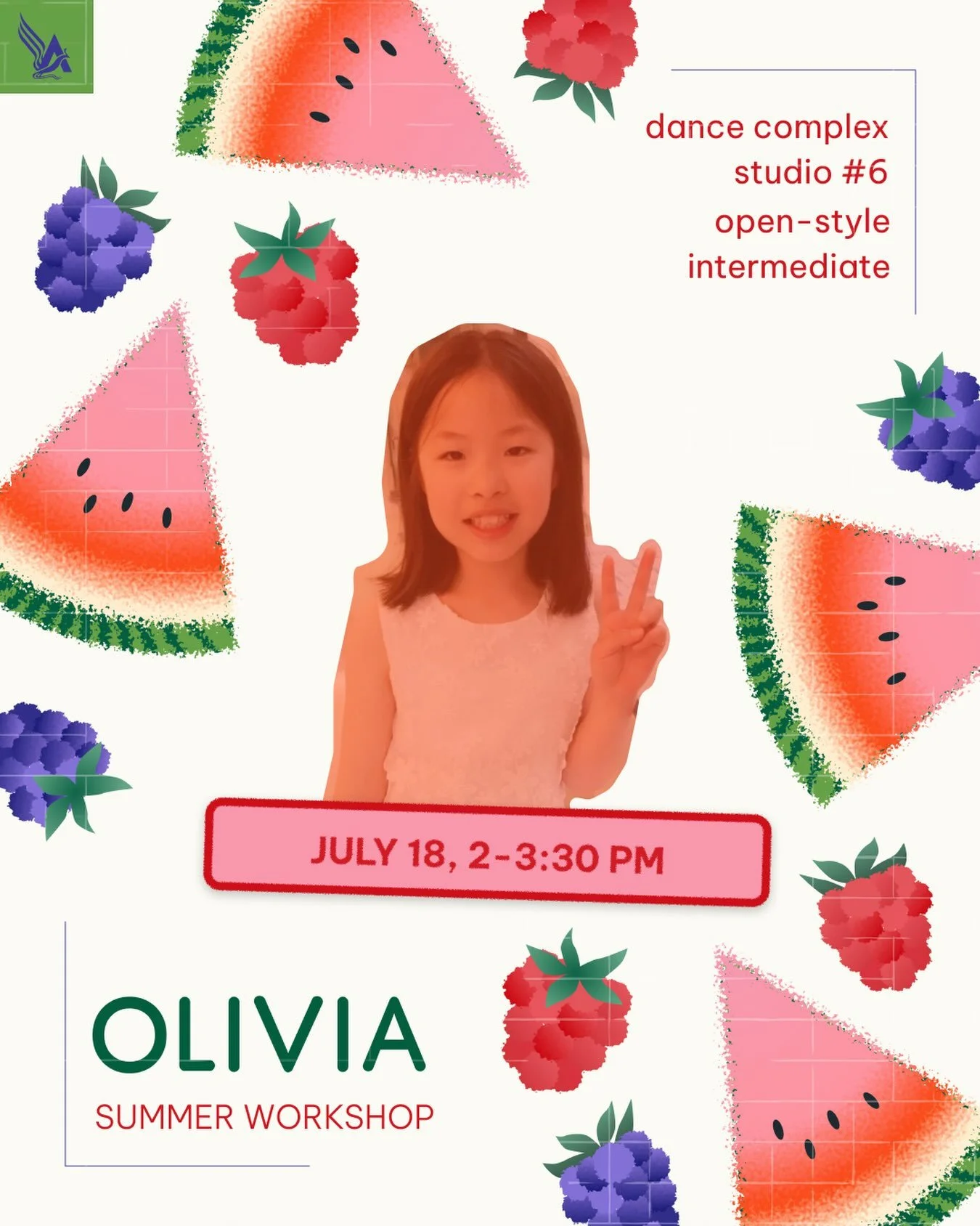 Hello AADT! Thanks to everyone who came to our fifth workshop! YAY! 😁 It&rsquo;s time for our next summer dance workshop with our cutie pie, Olivia Pan &lsquo;27! 🔥

This workshop will take place THIS Saturday, July 18th, from 2:00 &ndash; 3:30 PM 