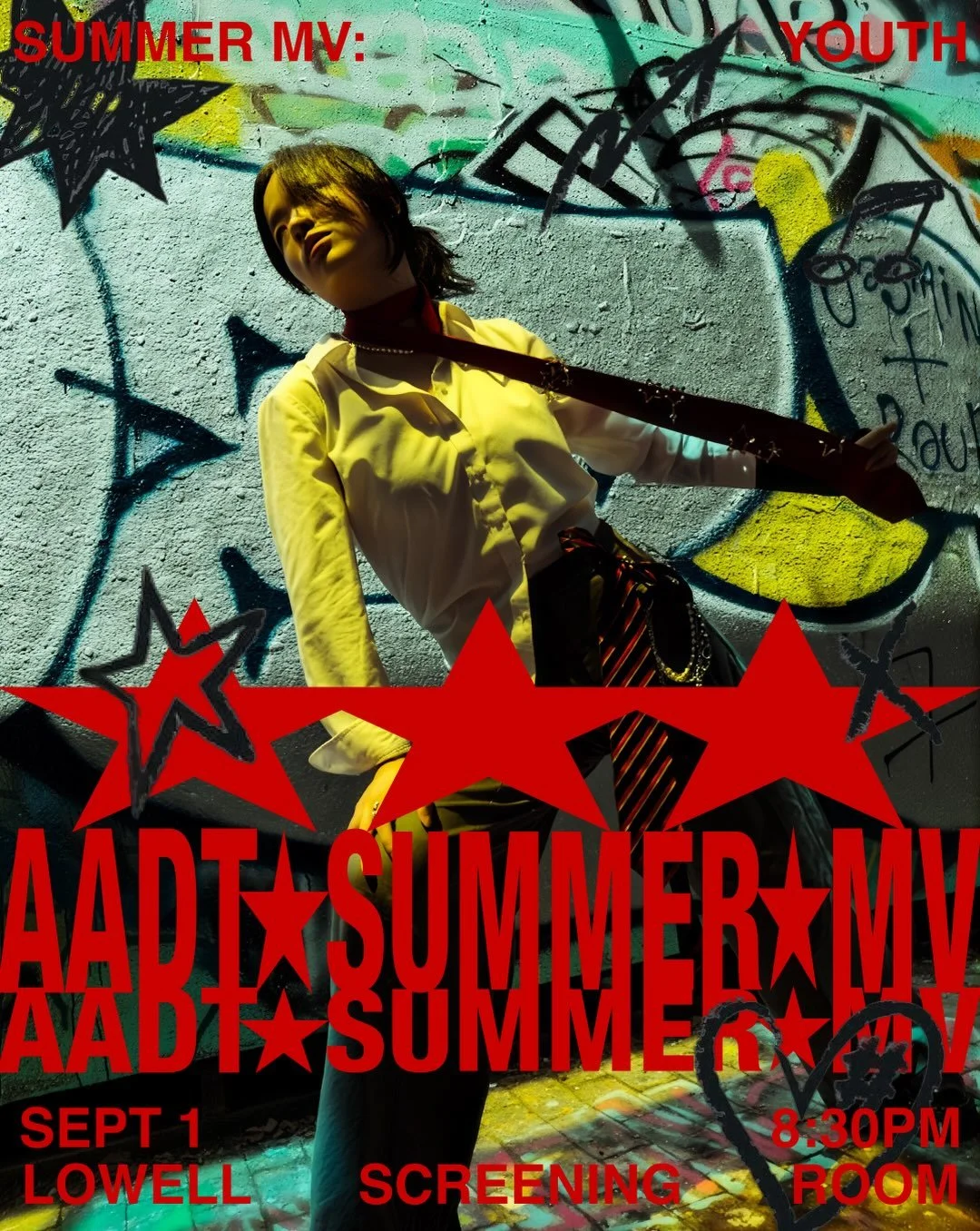HEY AADT‼️ 

Celebrate the end of summer with us at the premiere of our one and only SUMMER MV! Brought to you by the incredible @jjun.r and @zhixiao.yip &lsquo;27, Summer MV: Youth features two HYPE sets 💃 from 2010s kpop legends 🎵, karaoke 🎤, an