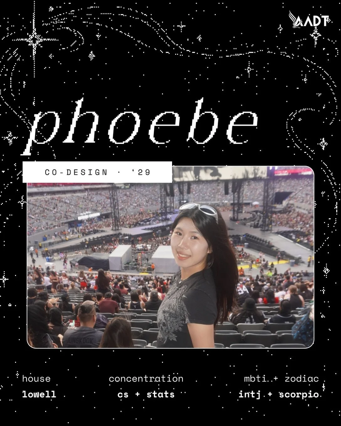Say hi to our other design co-chair, Phoebe &lsquo;29 (@phobopan) 🤗Outside of testing crazy photoshoot concepts 🏹 you can find her vibe-coding 💻, playing steelpan 🛢️or painting her nails 💅