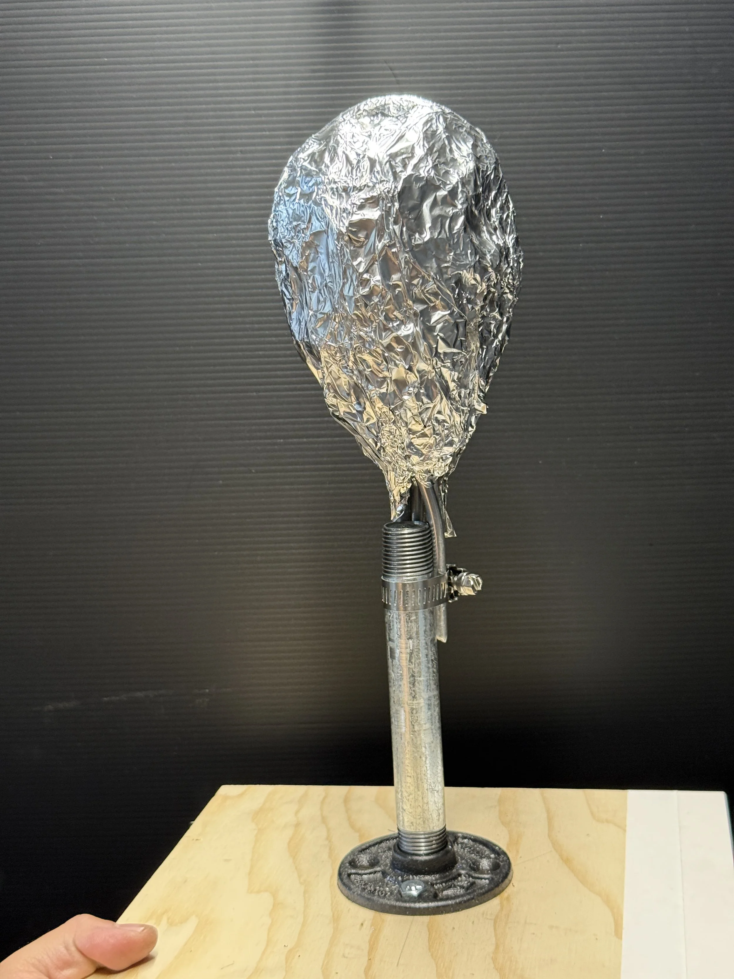 Armature for portrait sculpture.