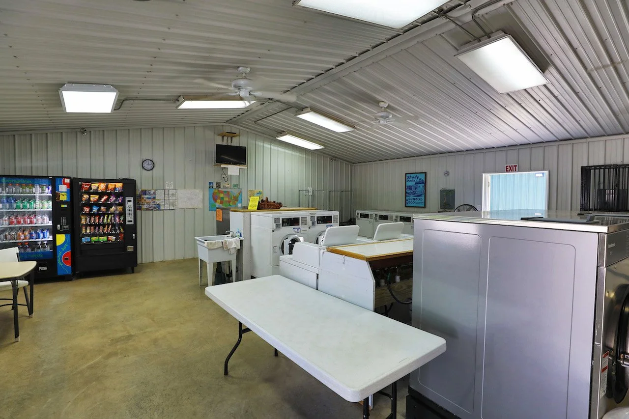 Onsite Laundry Room with Vending Machines at Shady Oaks RV Resort in Sawyer, OK