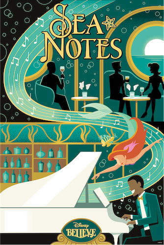 Disney Believe Little Mermaid Piano Bar Poster Artwork Sea Notes