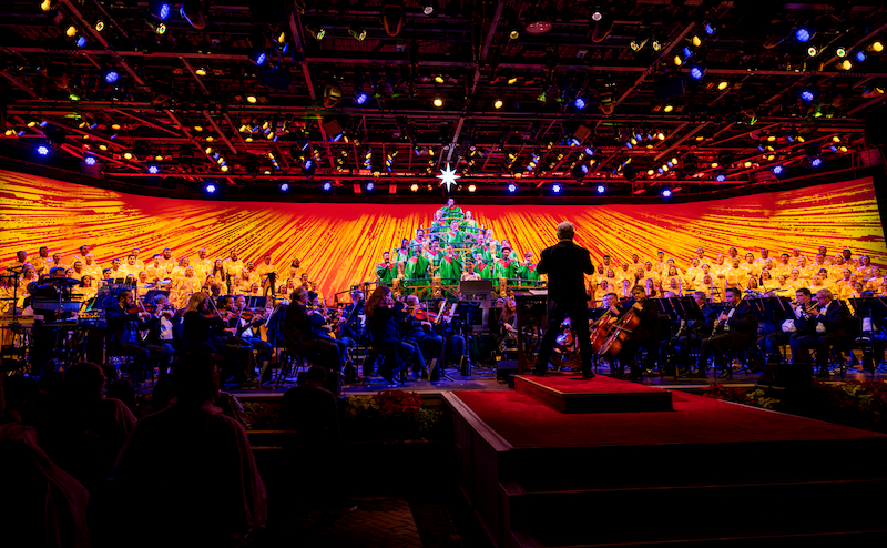 The Candlelight Processional is held at EPCOT each holiday season with a 51 piece orchestra and live singers