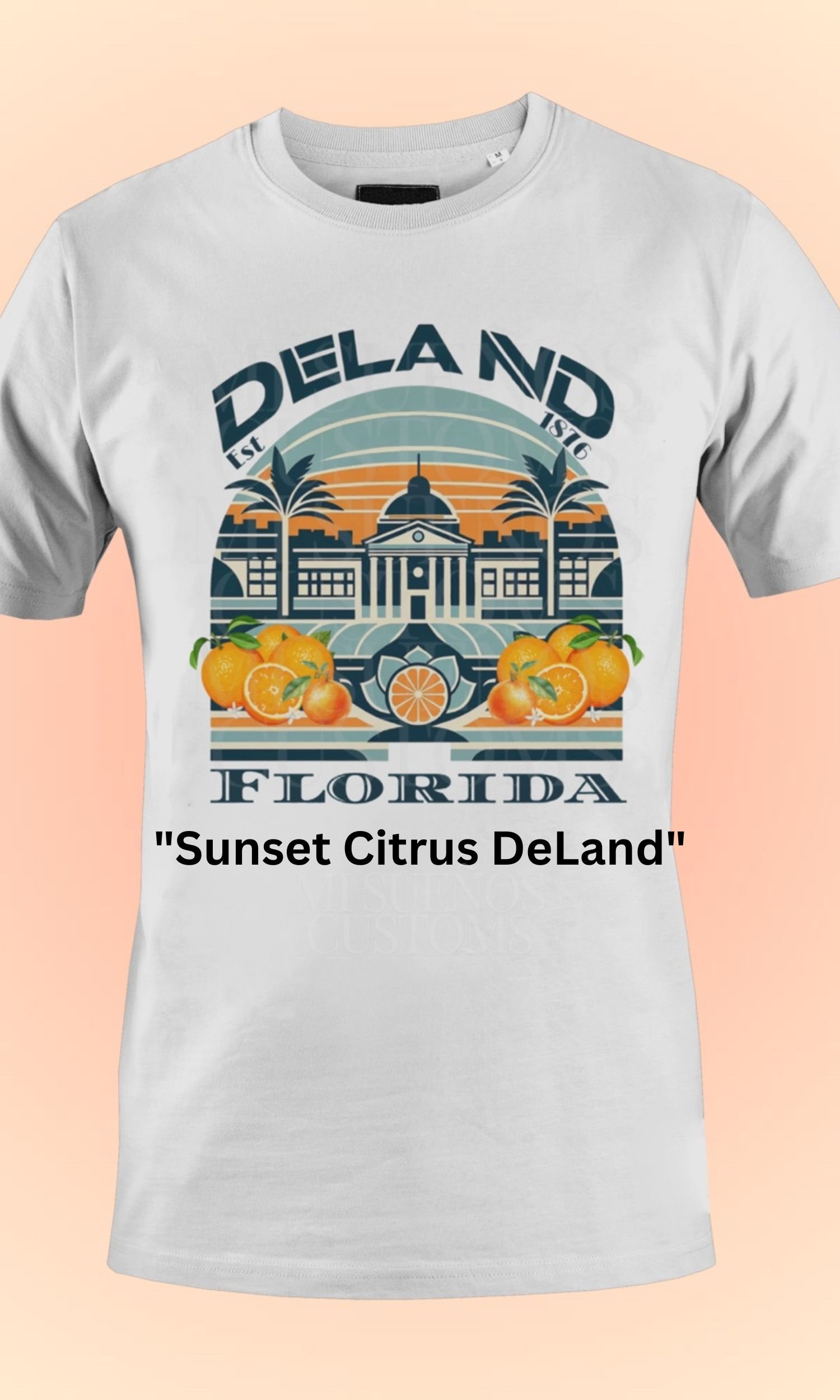 Sunset Citrus DeLand shirt, Florida citrus t-shirt, heavyweight cotton tee, DeLand skyline graphic, Florida vacation apparel, custom streetwear, unisex t-shirt, DeLand Florida clothing