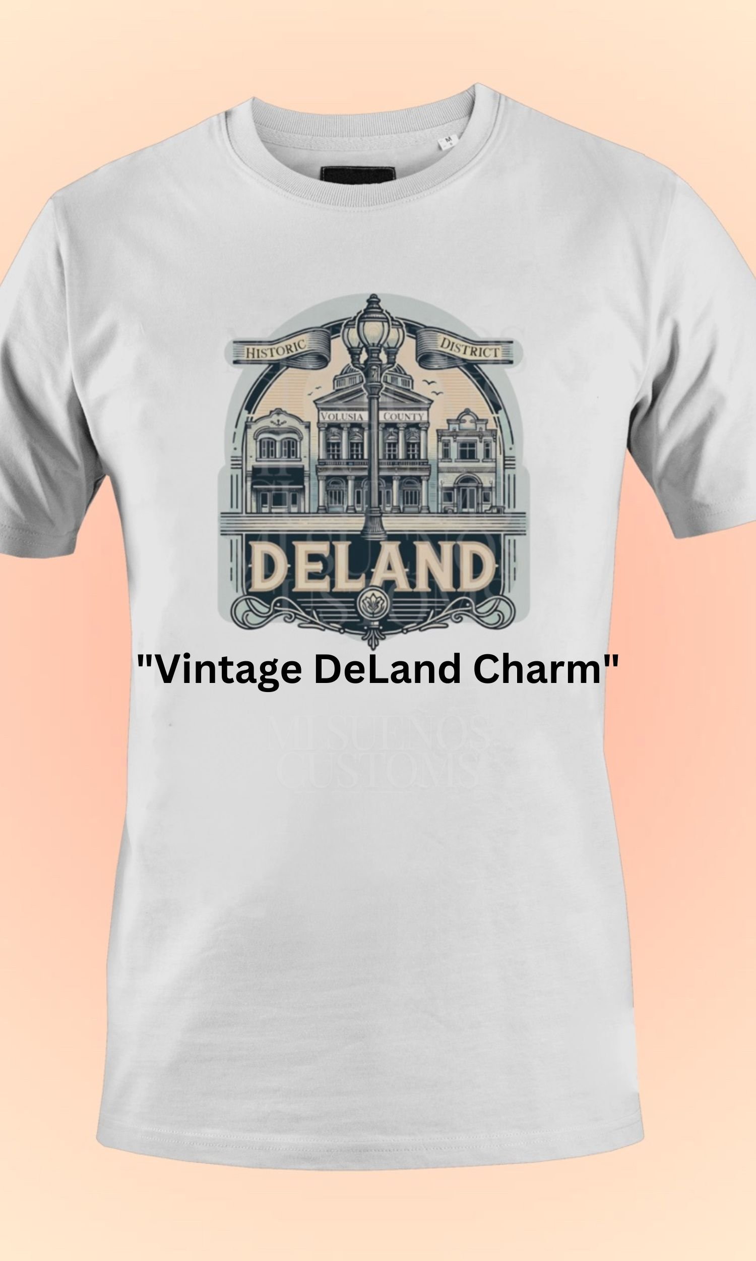 Vintage DeLand Charm shirt, Historic District t-shirt, heavyweight cotton tee, retro DeLand apparel, artistic local graphic tee, custom streetwear, unisex t-shirt, DeLand Florida clothing