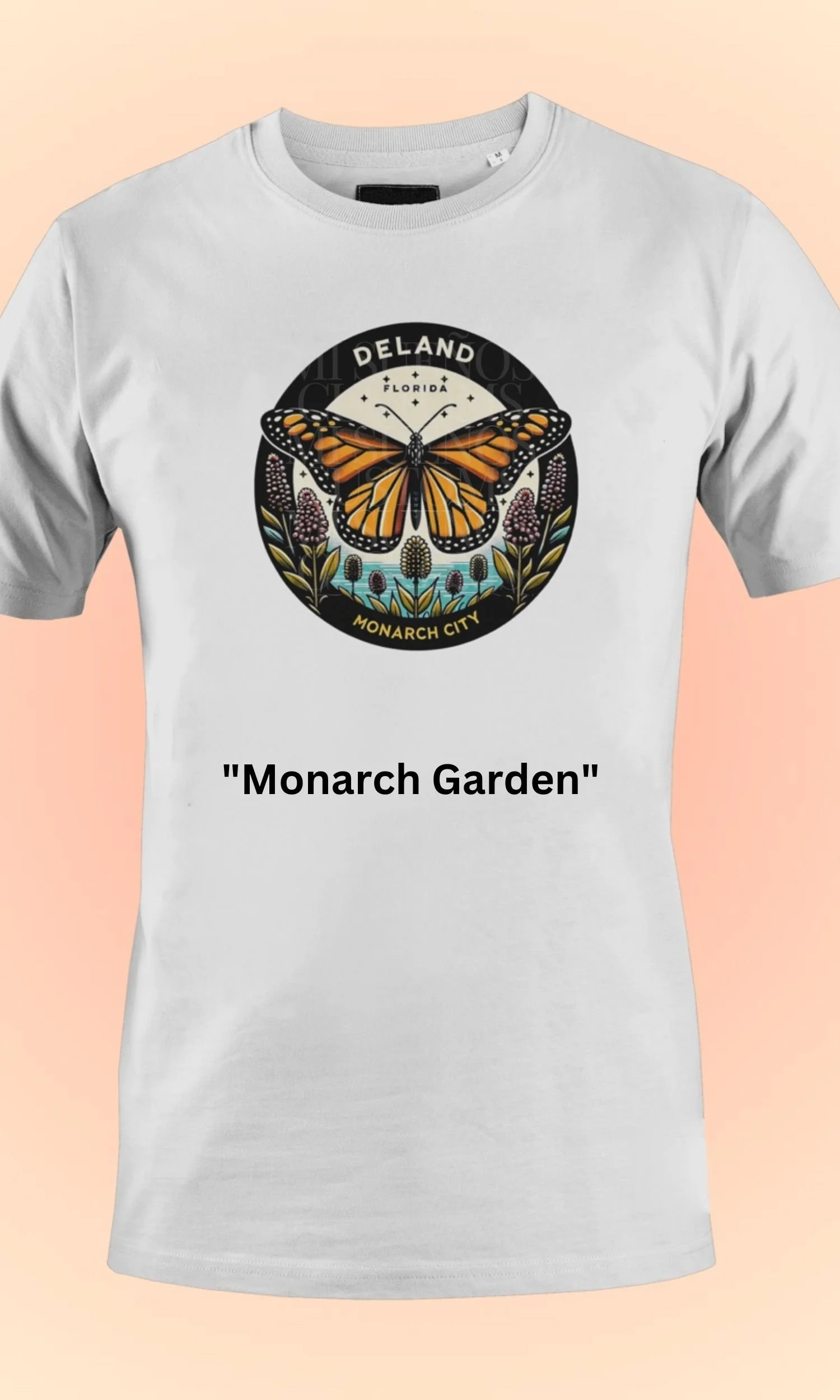 Monarch Garden Tee, DeLand Monarch City, Butterfly T-Shirt, Nature-Inspired Apparel, Florida Fashion, Sustainable Clothing, Vintage Graphic Tee, Comfortable Cotton Shirt, Outdoor Style,