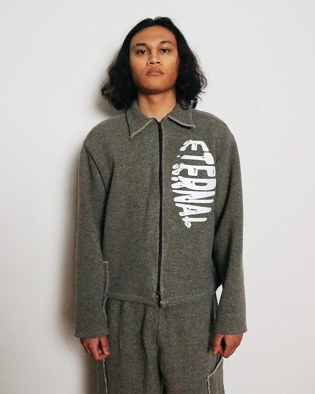 Grey Wool Messenger Jacket with Cargo Pocket (1-of-1)