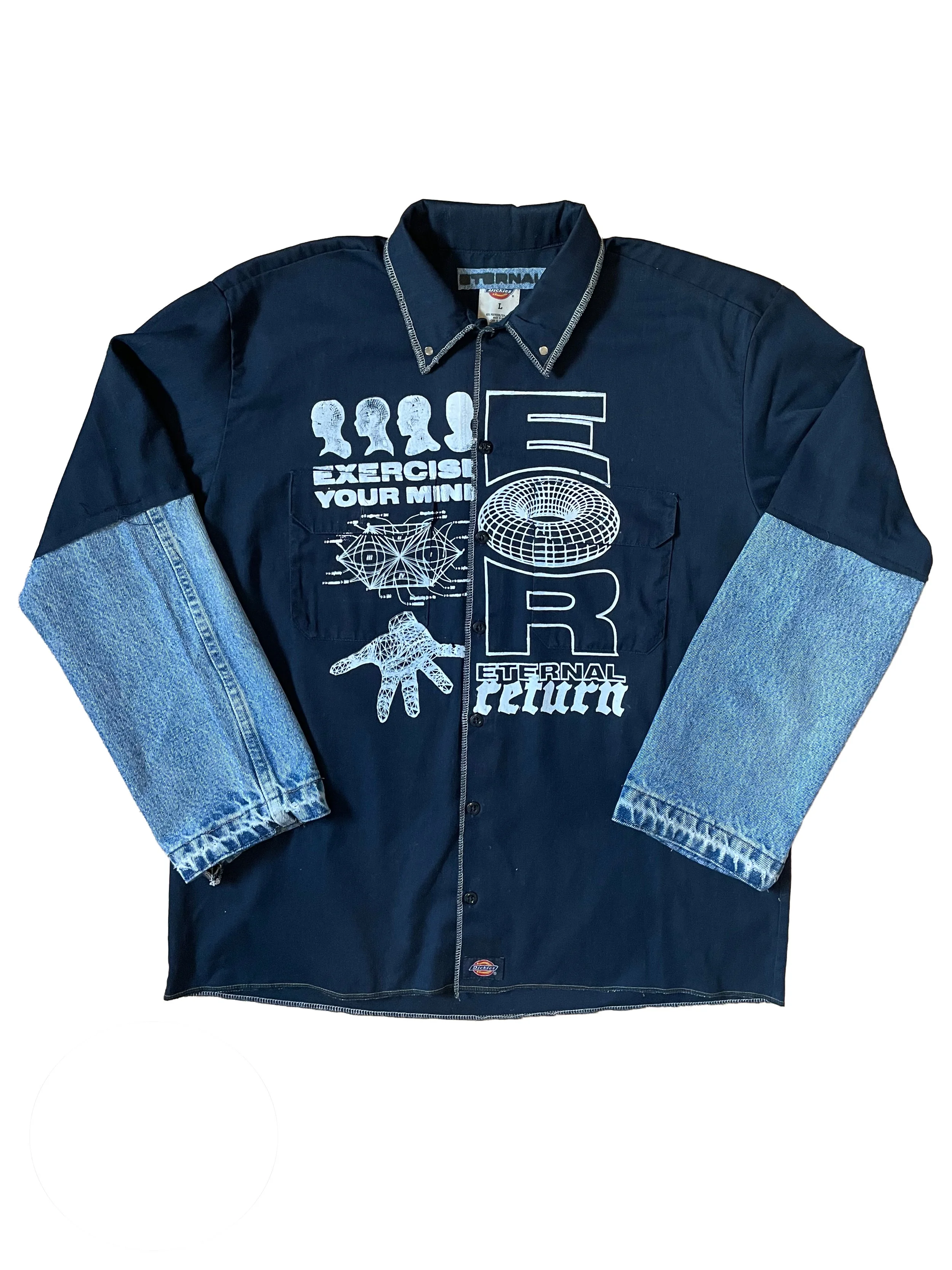 Denim sleeve work shirt