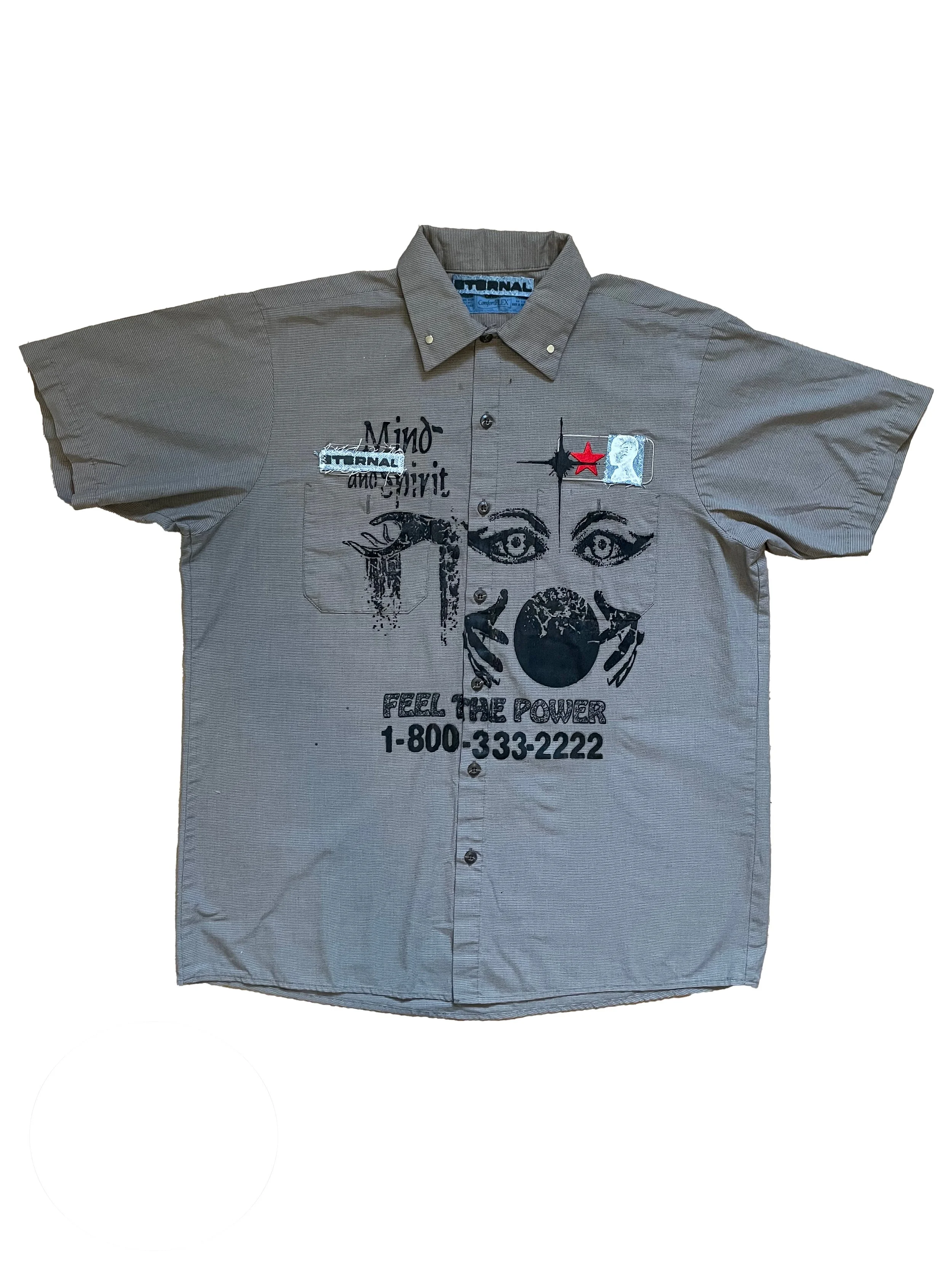 Mind and Spirit tan work shirt