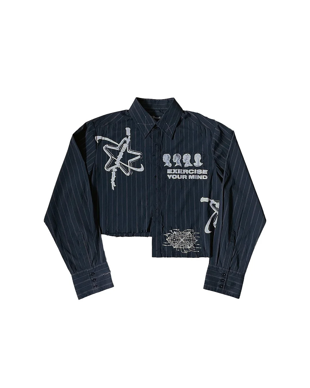 Asymmetrical Pinstripe Button Down - Charcoal