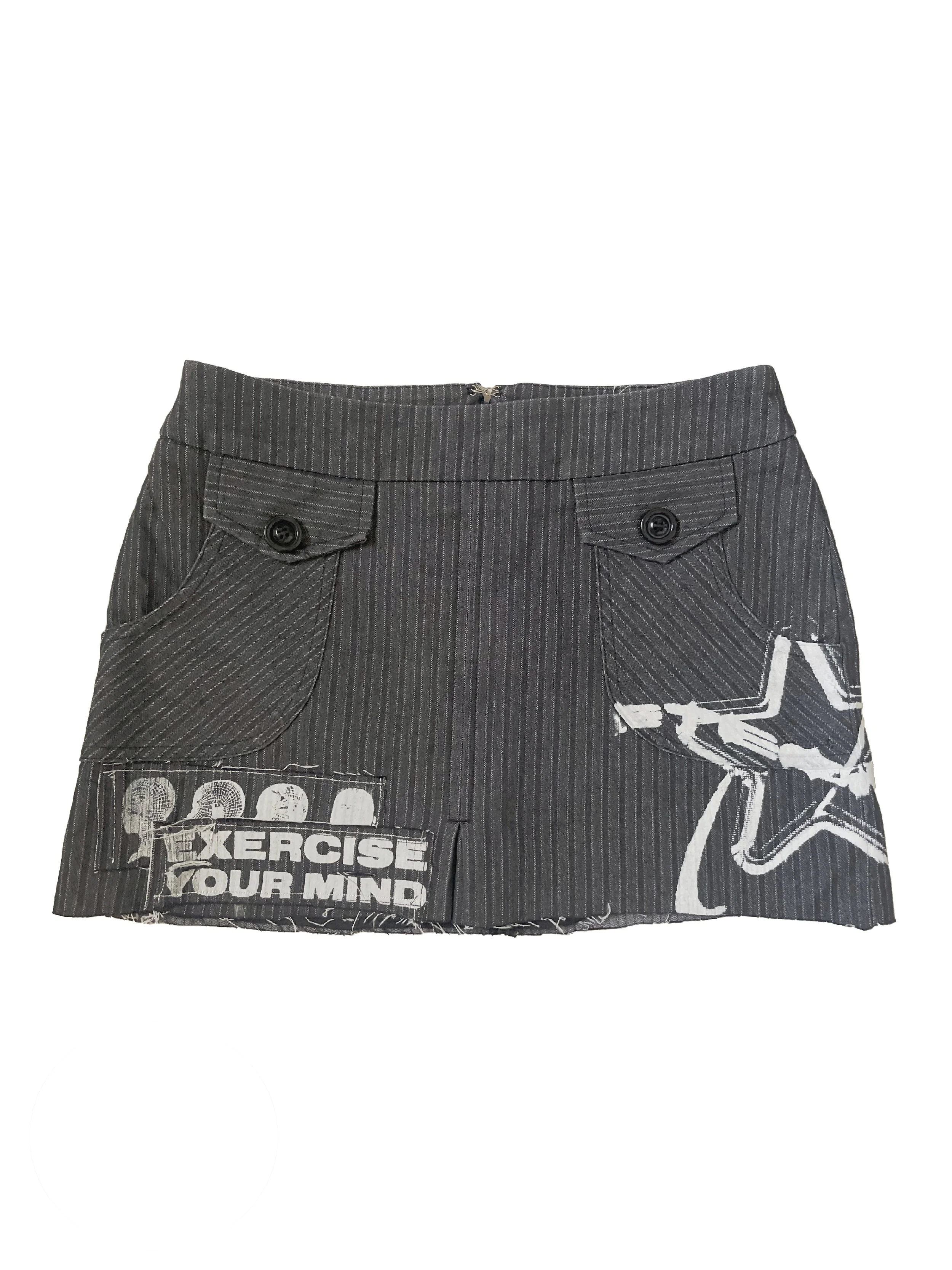 Pinstripe Mini Skirt - Grey