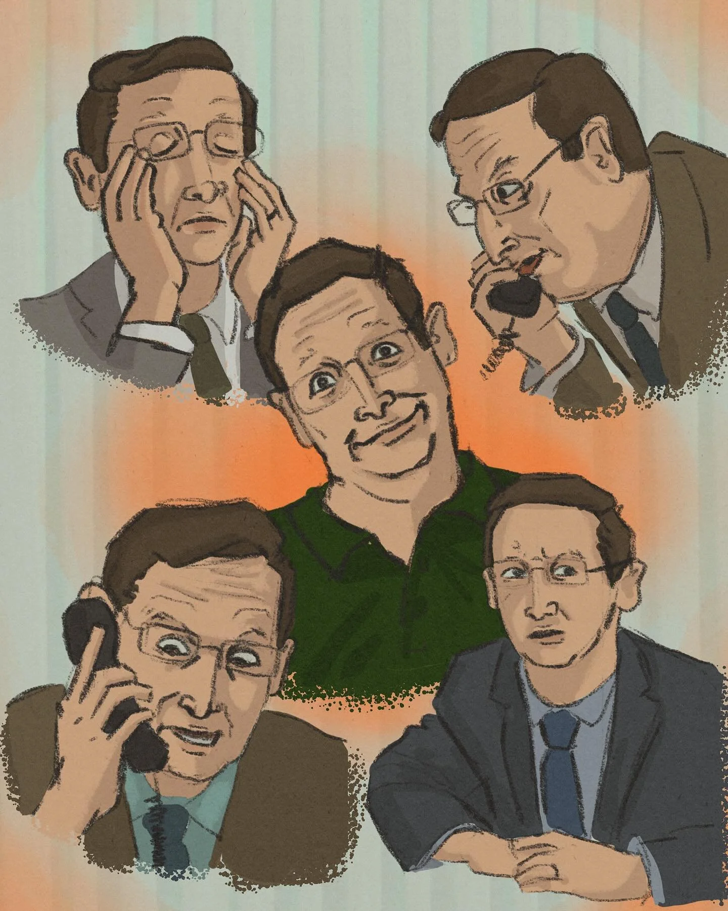 #thechaircompany is so so good. super funny while also being the most stressful thing i&rsquo;ve ever watched? anyway tim robinson is super fun to draw.
.
considered leaving this one as just line work but opted to go full color in the end. what do yo