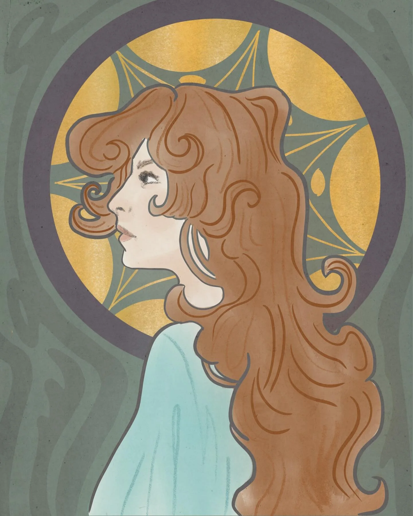 attempting something sort of #artnouveau -esque inspired by a random pinterest post #procreate