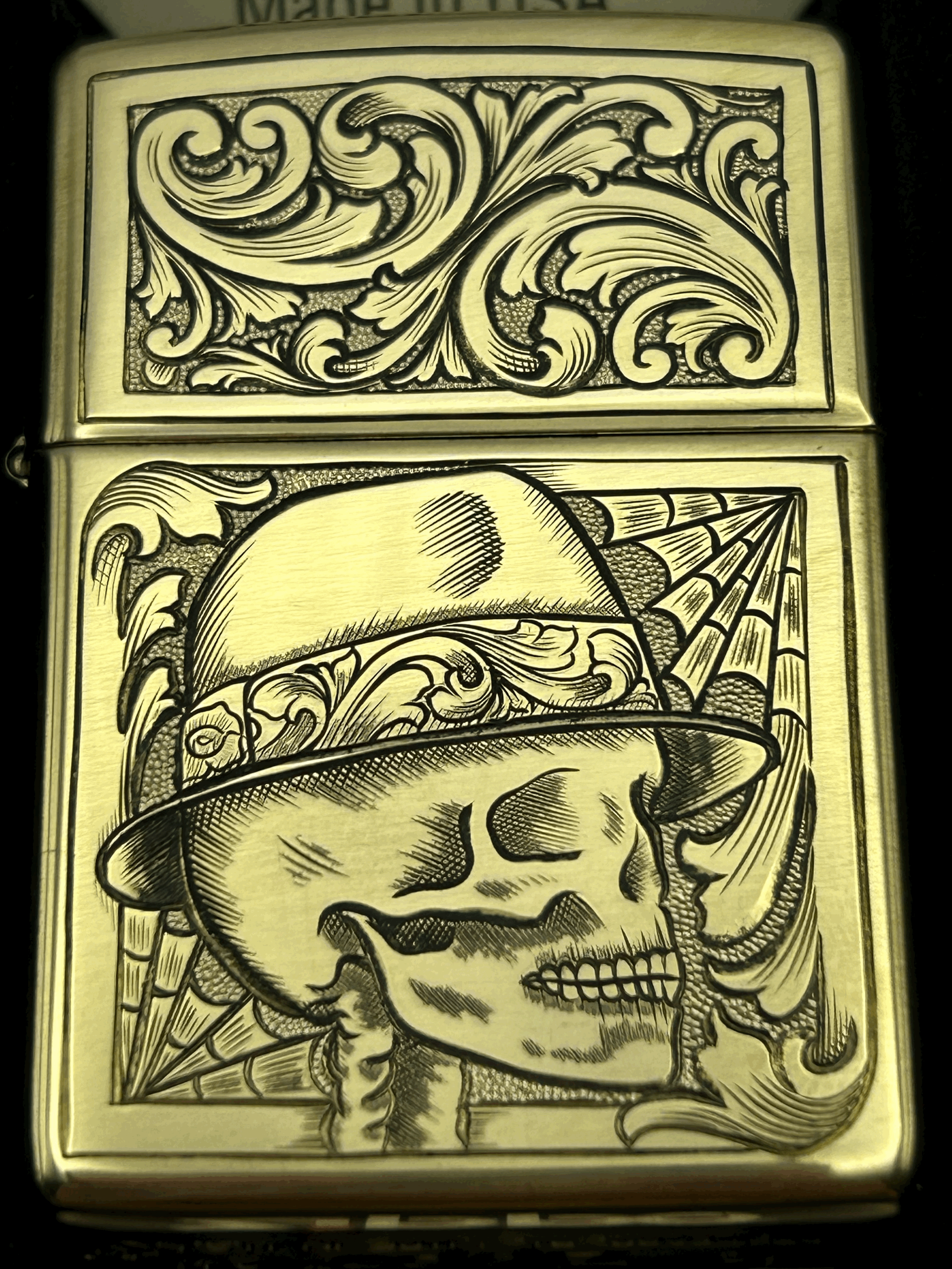 Hand Engraved Brass Zippo
