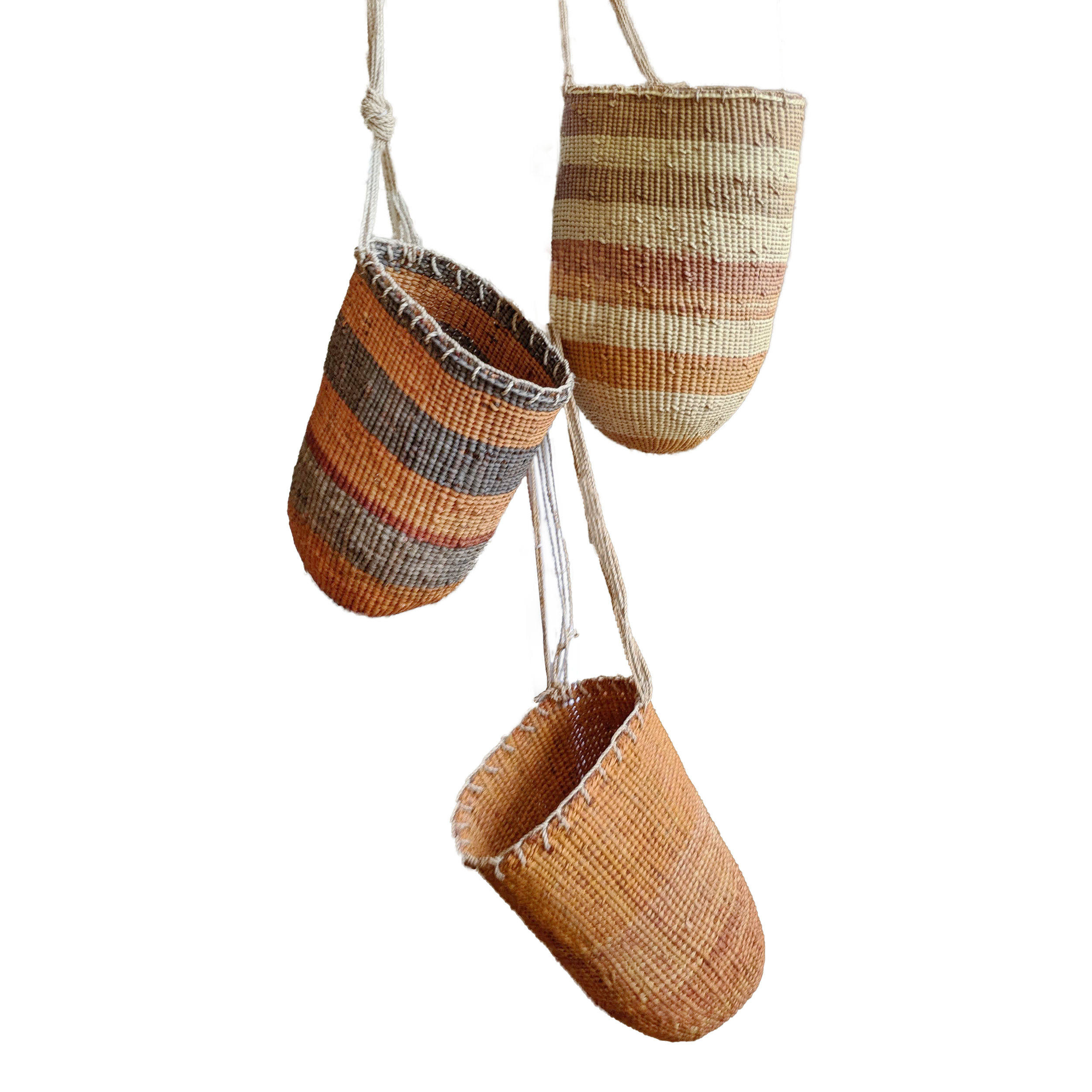 Lot 33
Dixie Wulparmiddja (Top) and Marie Minyakuma (Middle and Bottom)
Three Dilly Bags
natural fibres with natural ochres
25 x 12 cm each
Est. A$