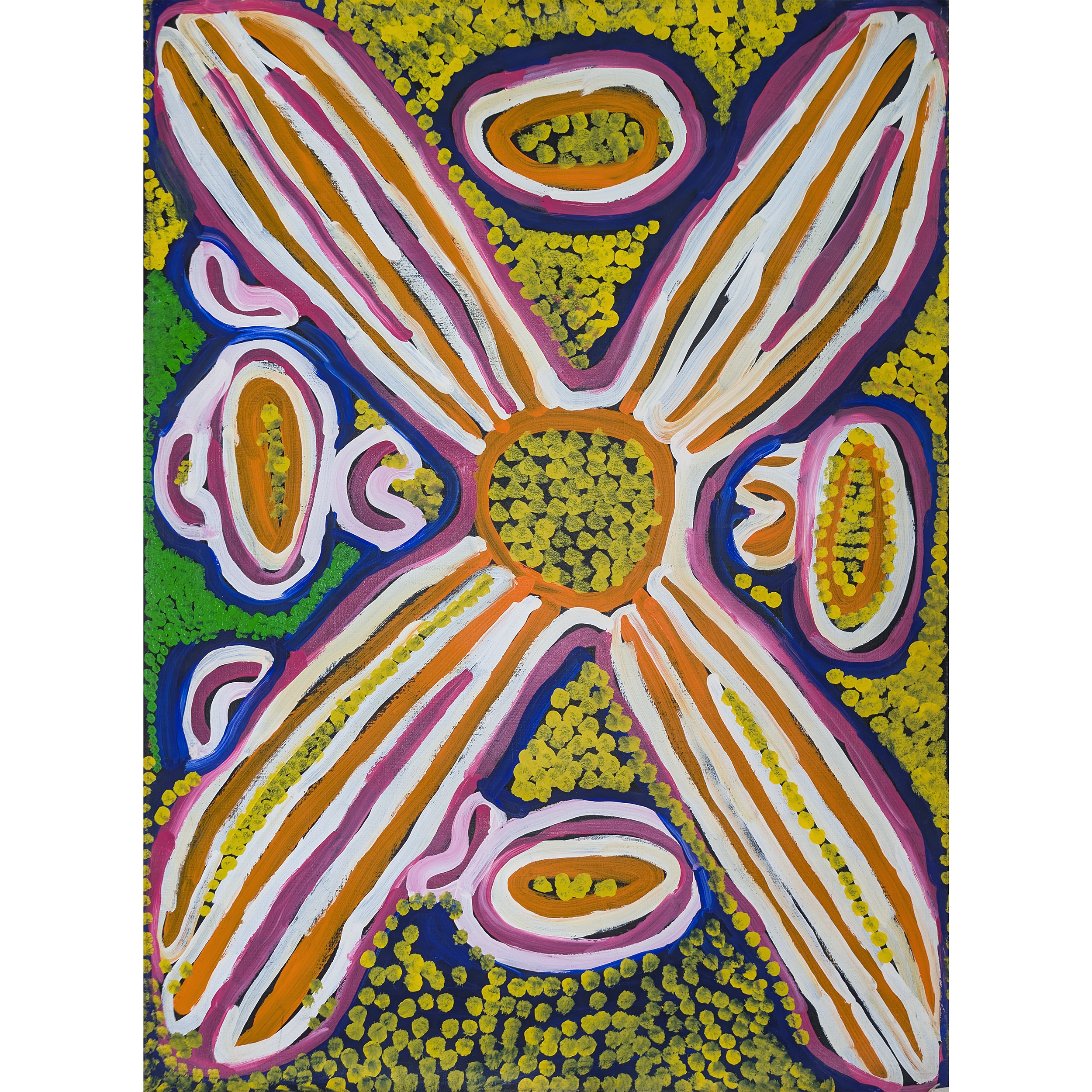 Artist: Lorna Naparrula Fencer | Title: Bush Potato | Year: 1998 | Medium: synthetic polymer paint on canvas | Dimensions: 127.5 x 94 cm