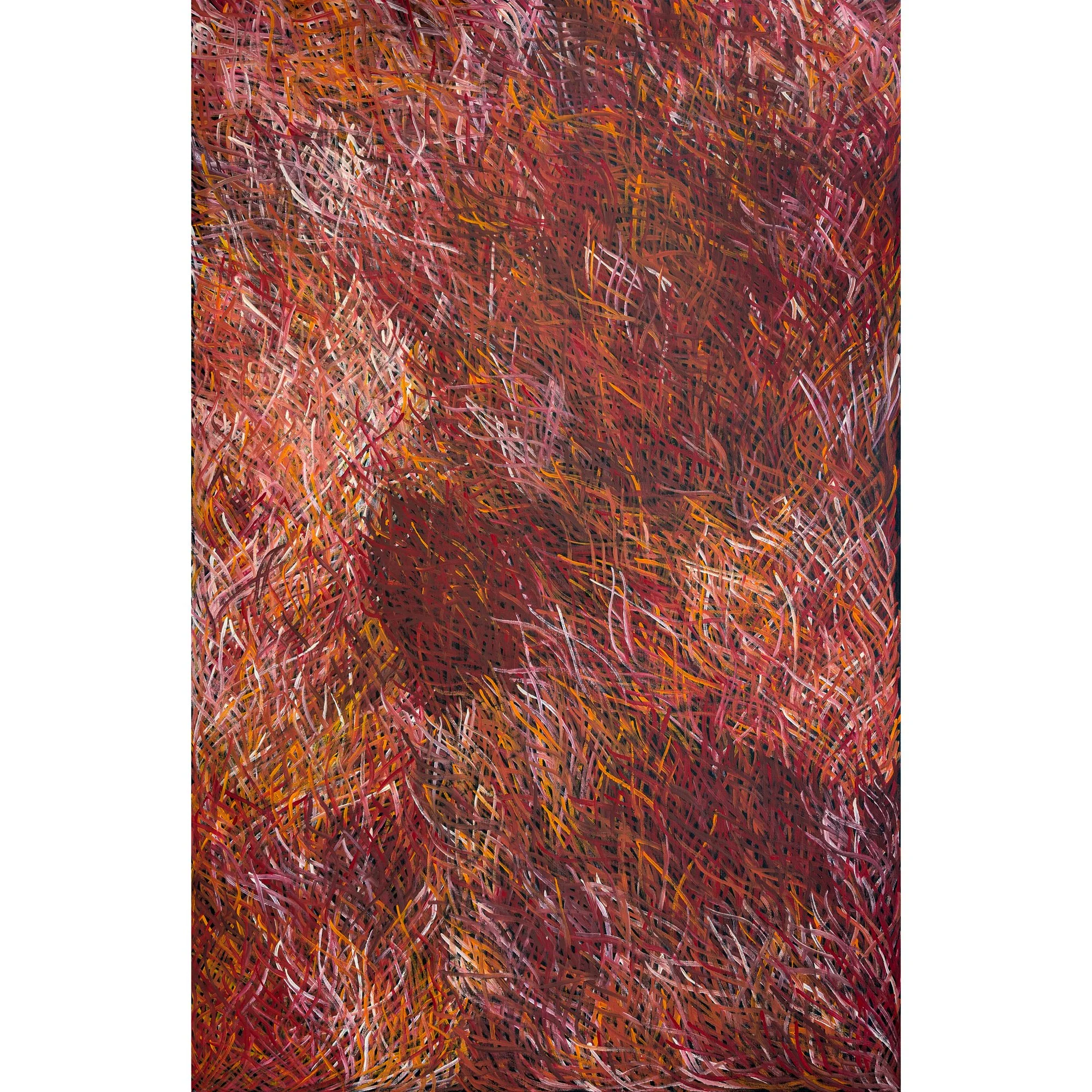 Lot 13 | BARBARA WEIR (1940 – 2023) | Grass Seed Dreaming | 2004 | synthetic polymer paint on canvas, 200 x 130 cm | Est. AUD $6,000 - $8,000