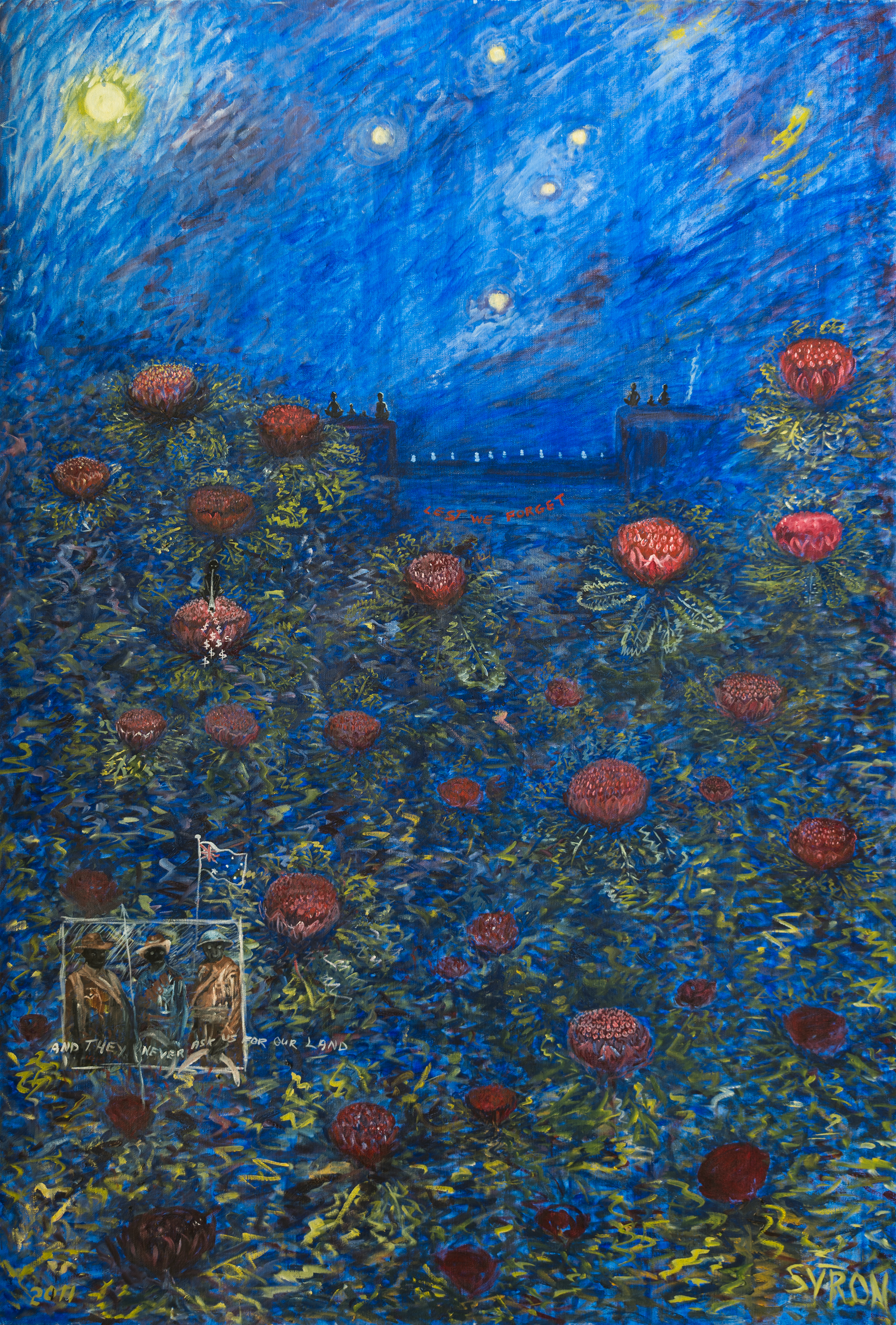 Artist: Gordon Syron |Title: The Waratah Forest |Year: 2011 |Medium: oil on canvas |Dimensions: 205 x 140 cm